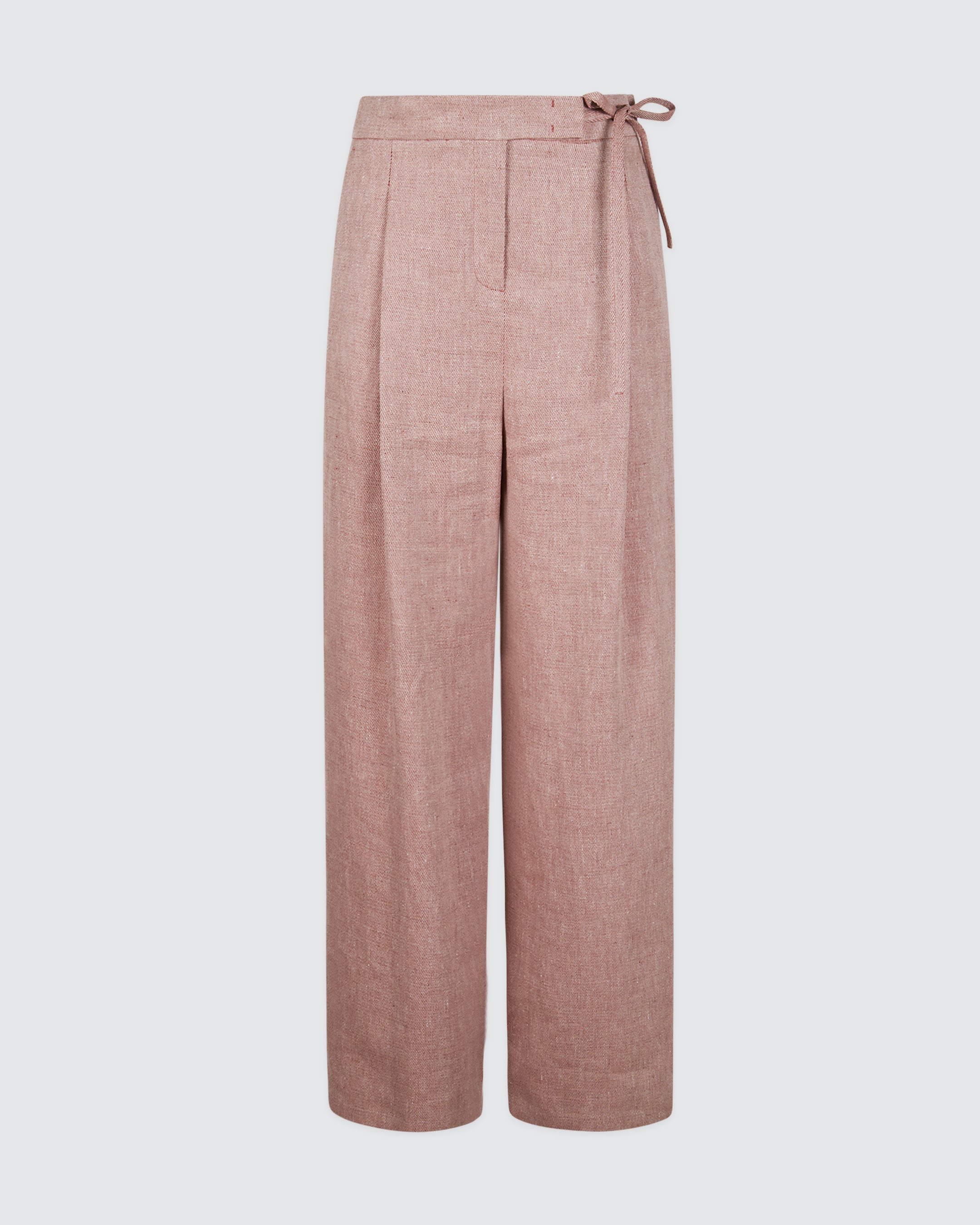 Women's Pure Linen Wide-Leg Trousers with Drawstring