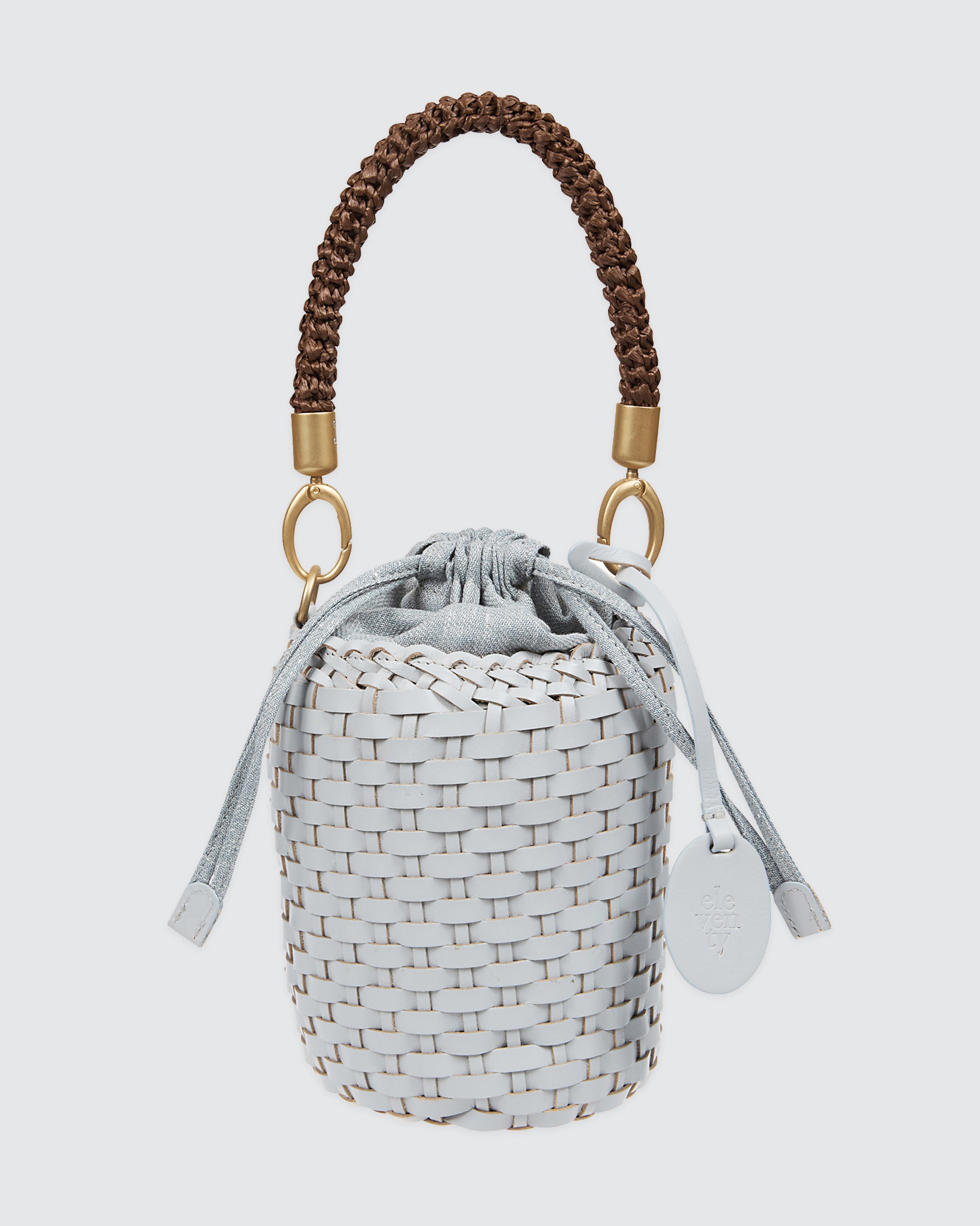 Woven Buffalo Leather Bucket Bag for Women