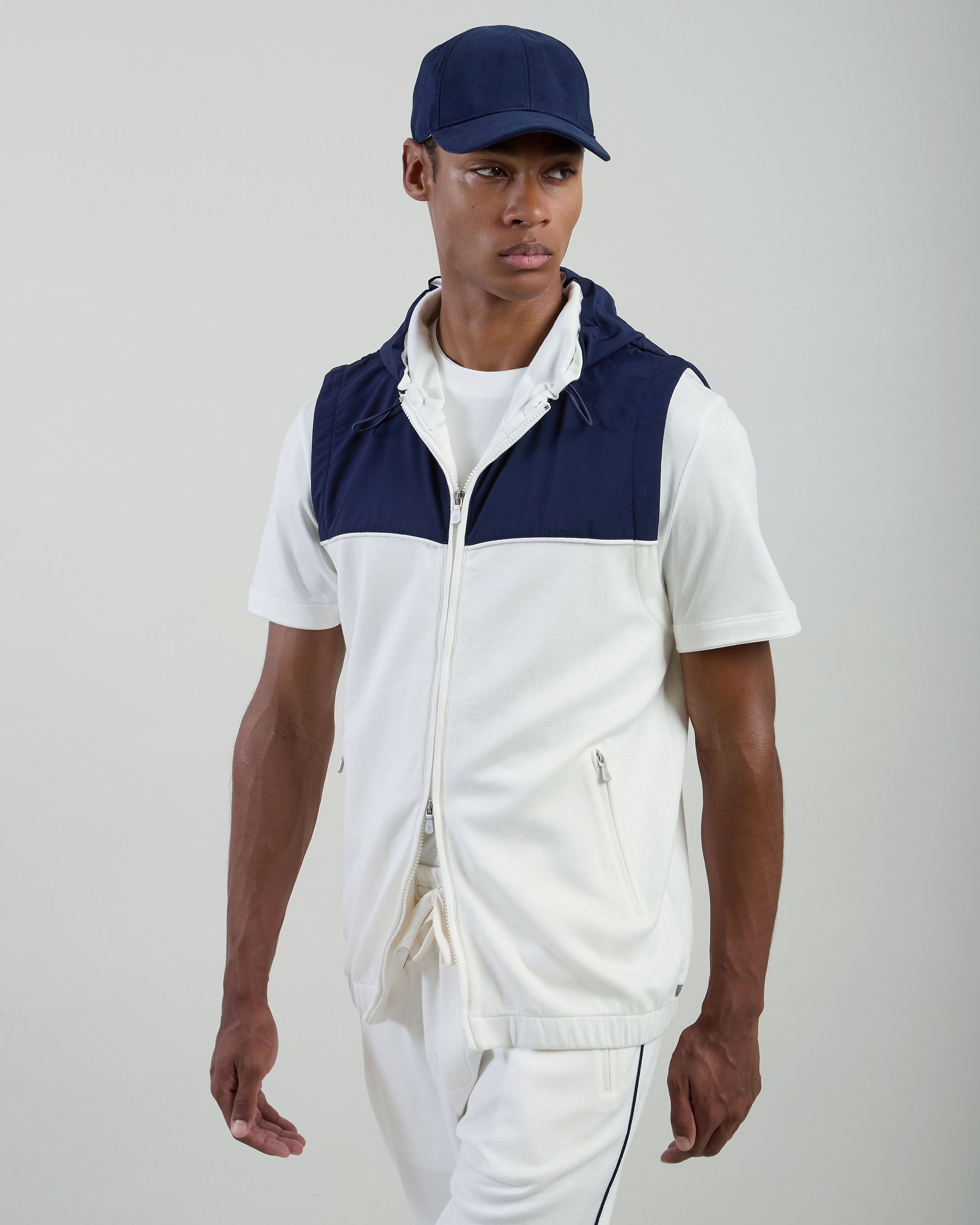 FELPA FULL ZIP BIMATERICA/ GIZA COTTON E NYLON