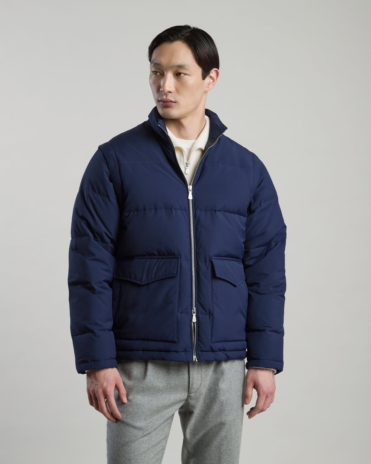 WOOL NYLON FABRIC DOWN JACKET