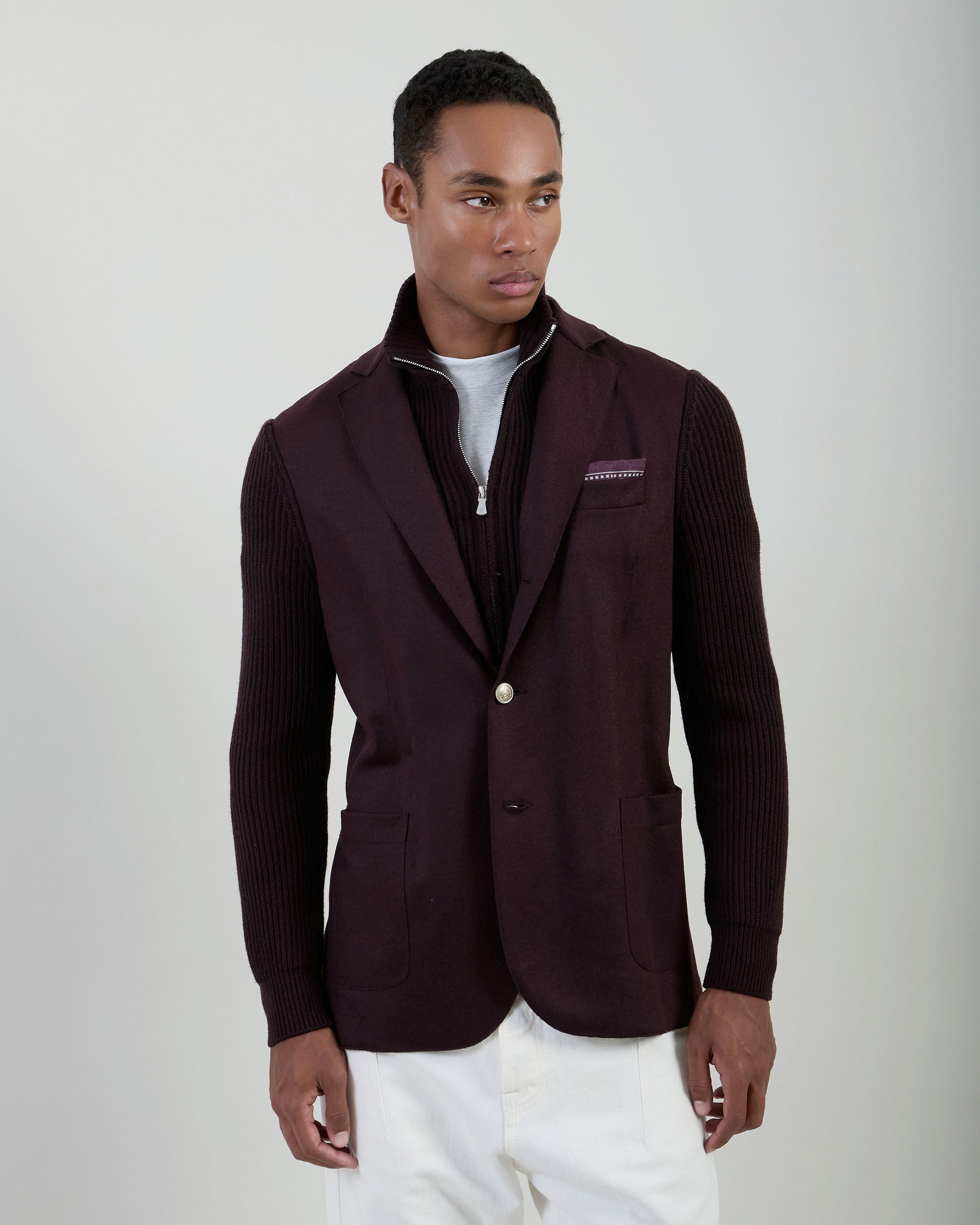 WOOL JACKET WITH BIB FRONT