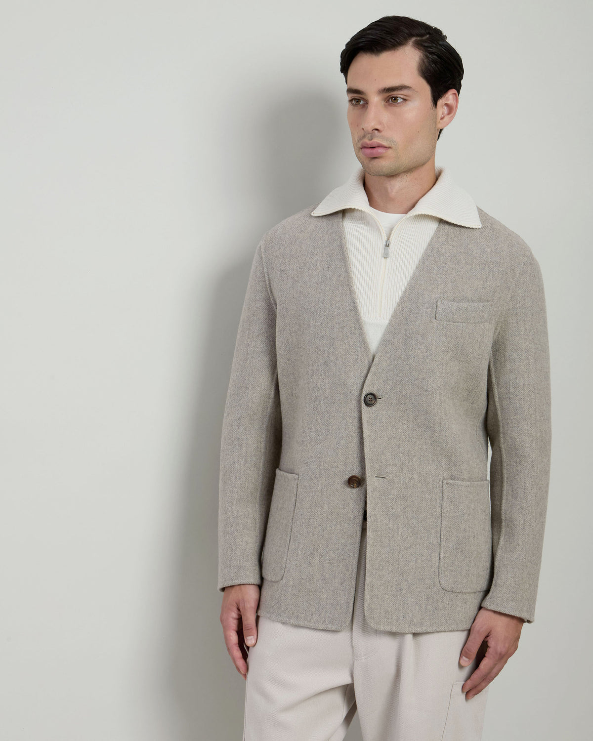 GIACCA MONOPETTO LANA CASHMERE SPINA