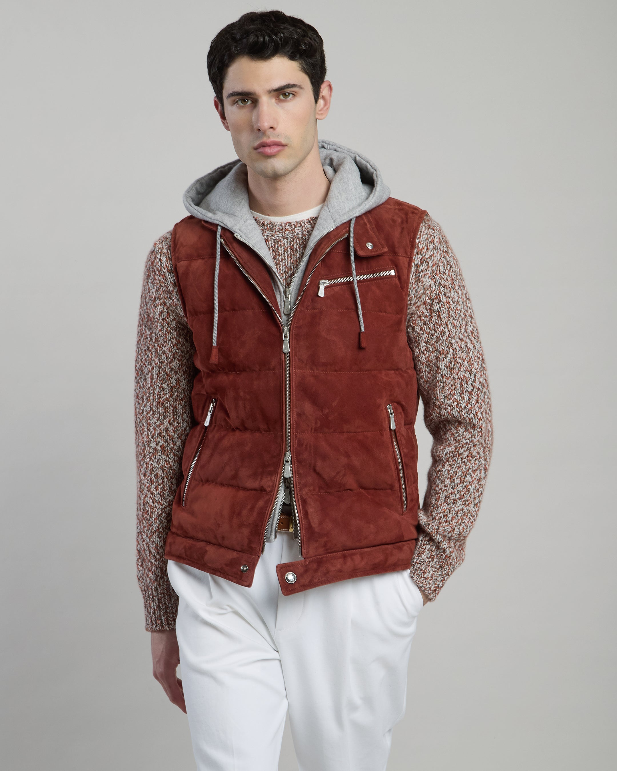 GILET BIMATERICO SUEDE E LANA COTONE