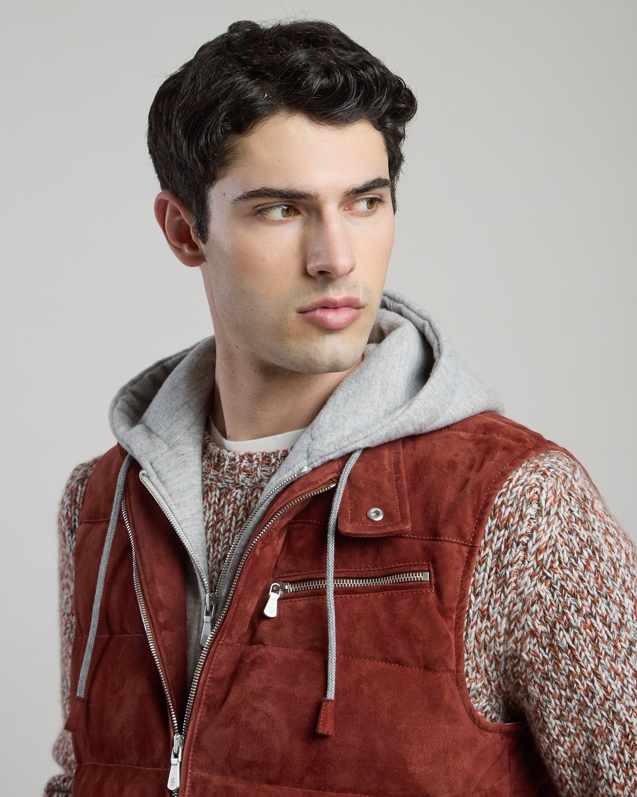 GILET BIMATERICO SUEDE E LANA COTONE