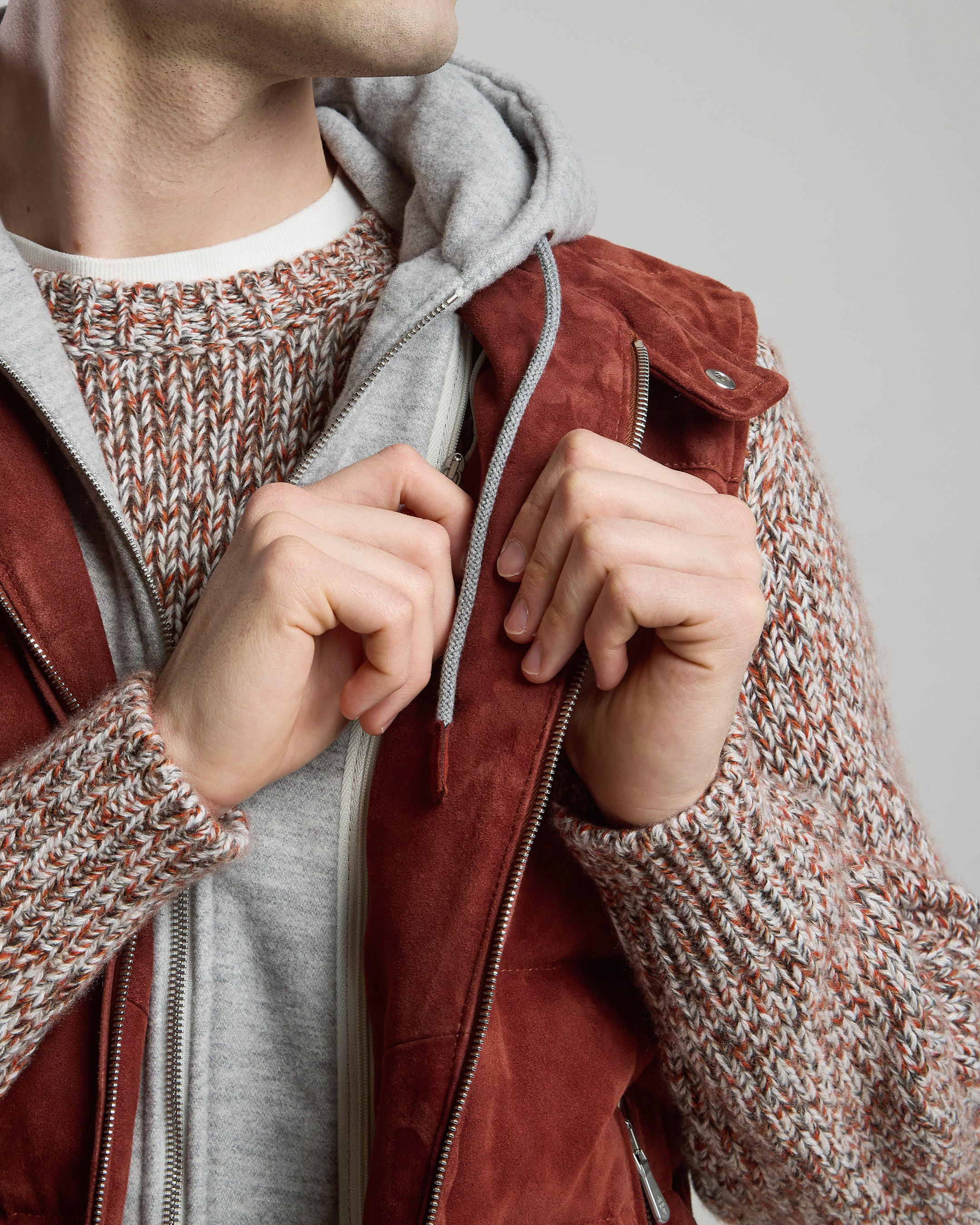 GILET BIMATERICO SUEDE E LANA COTONE