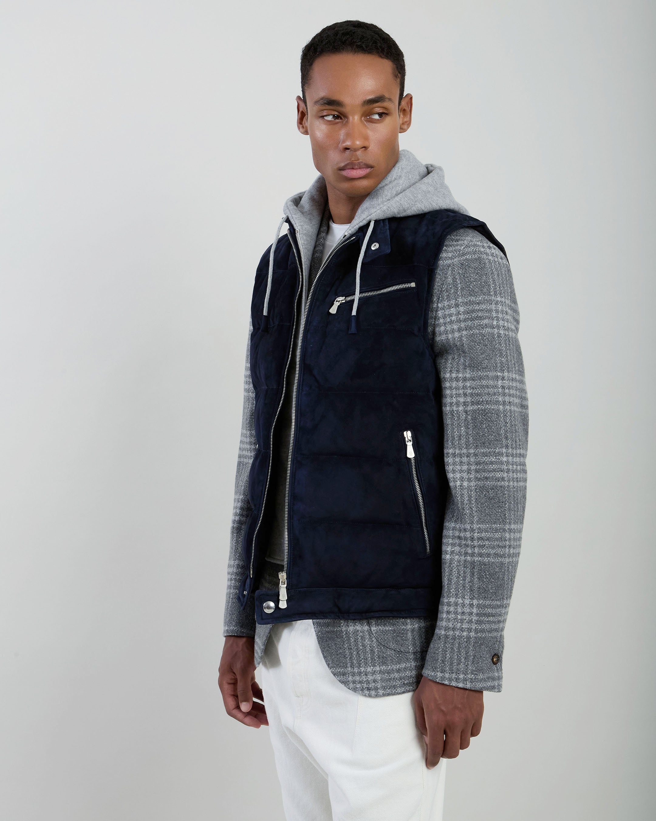 GILET BIMATERICO SUEDE E LANA COTONE