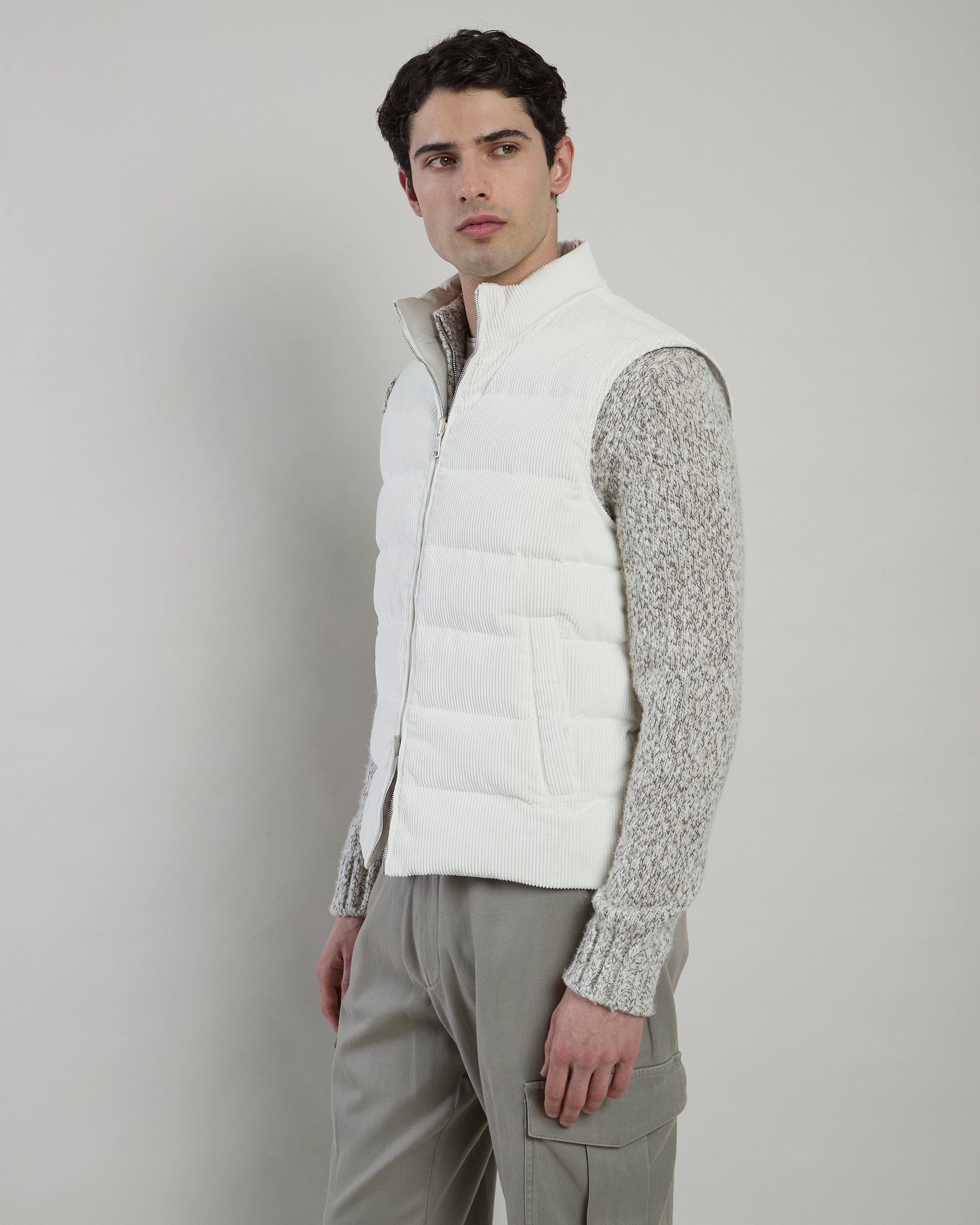 GILET COTONE CASHMERE E TESSUTO TECNICO