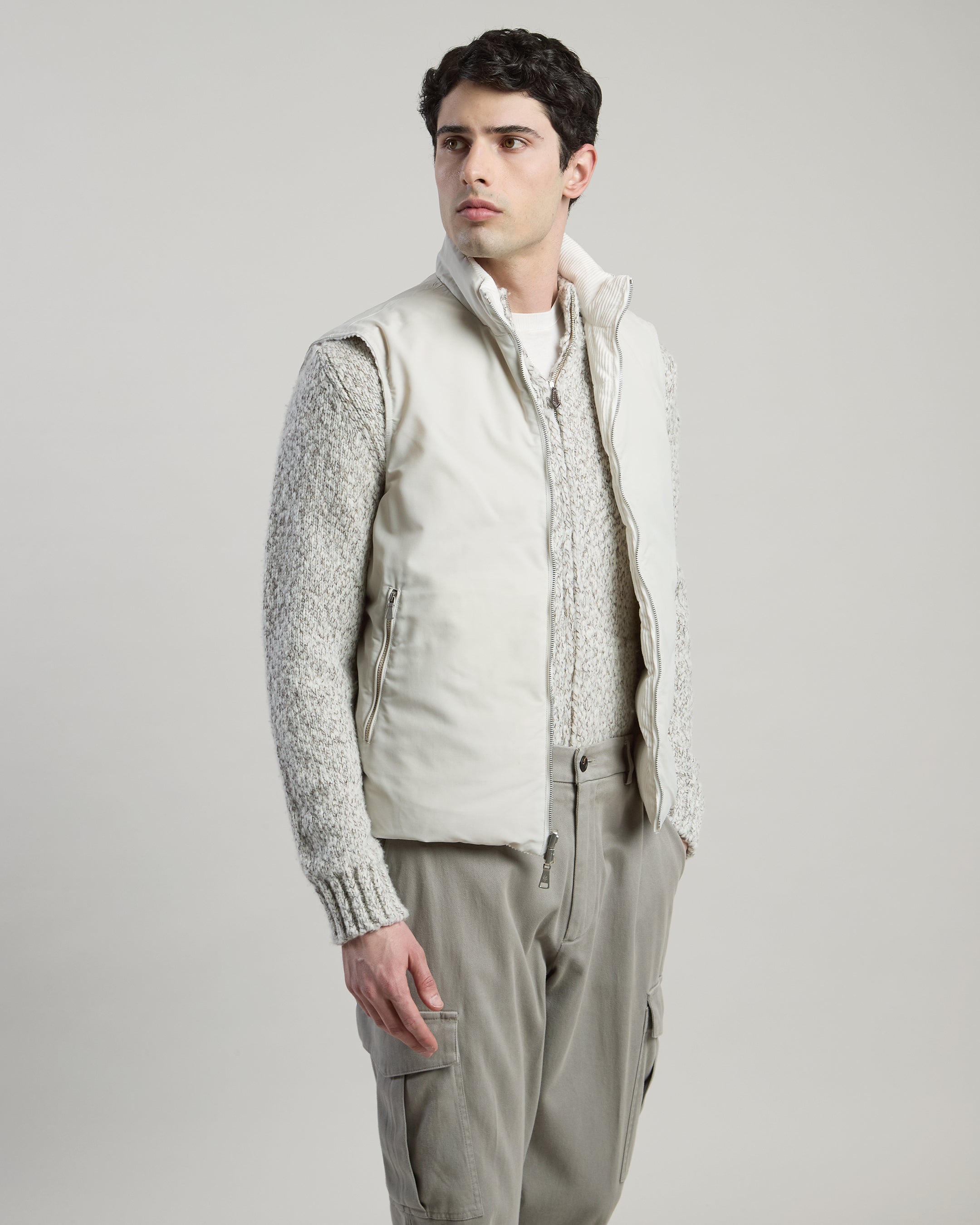 GILET COTONE CASHMERE E TESSUTO TECNICO