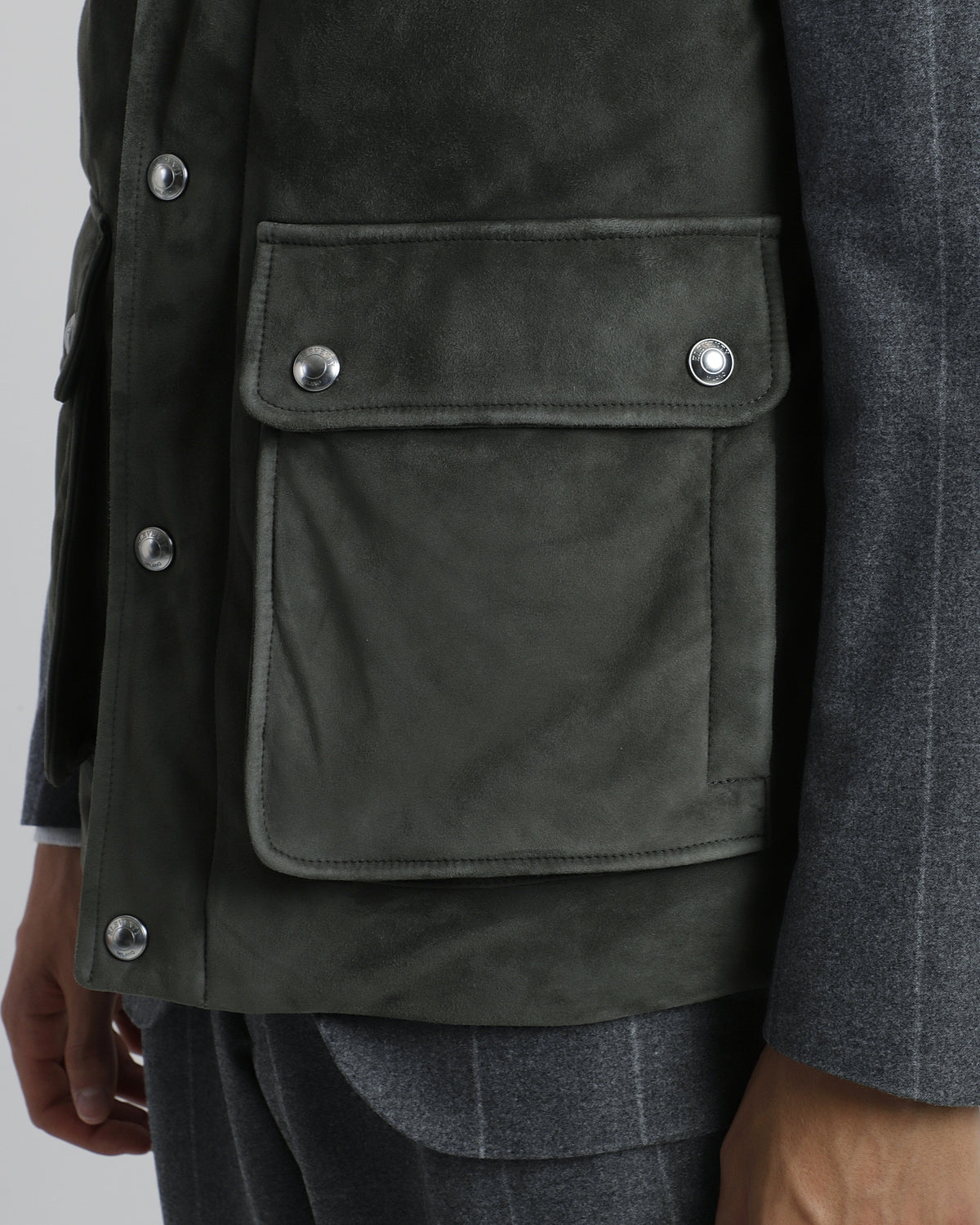 GILET SUEDE E MONTONE PELO RICCIO