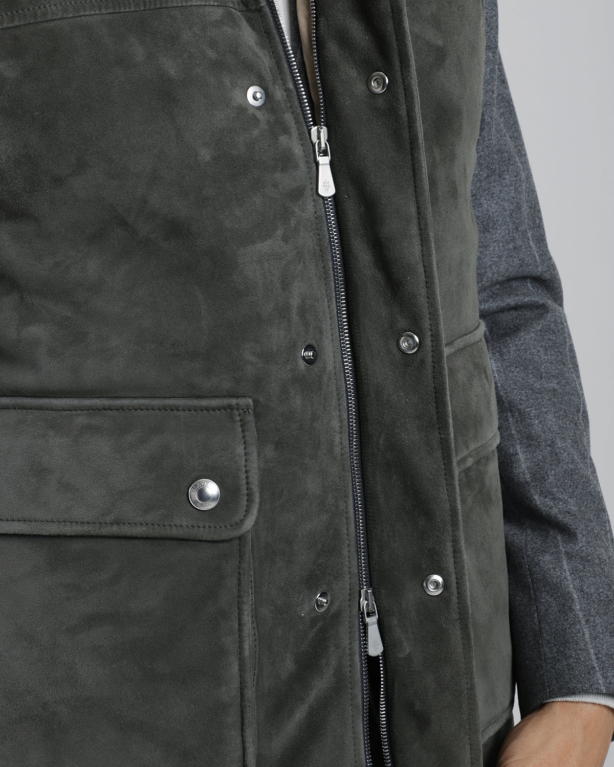 GILET SUEDE E MONTONE PELO RICCIO