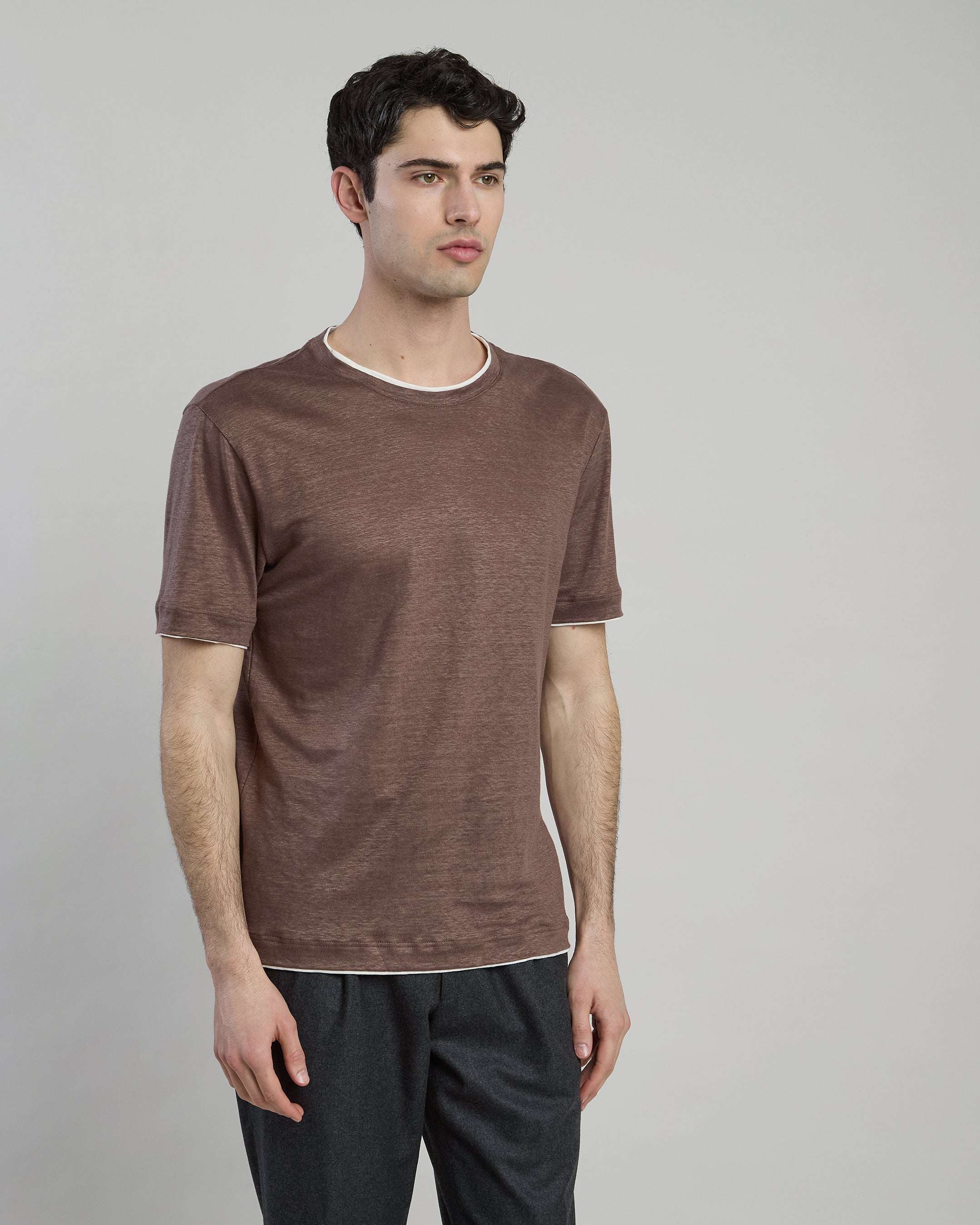 T-SHIRT GIROCOLLO LINO
