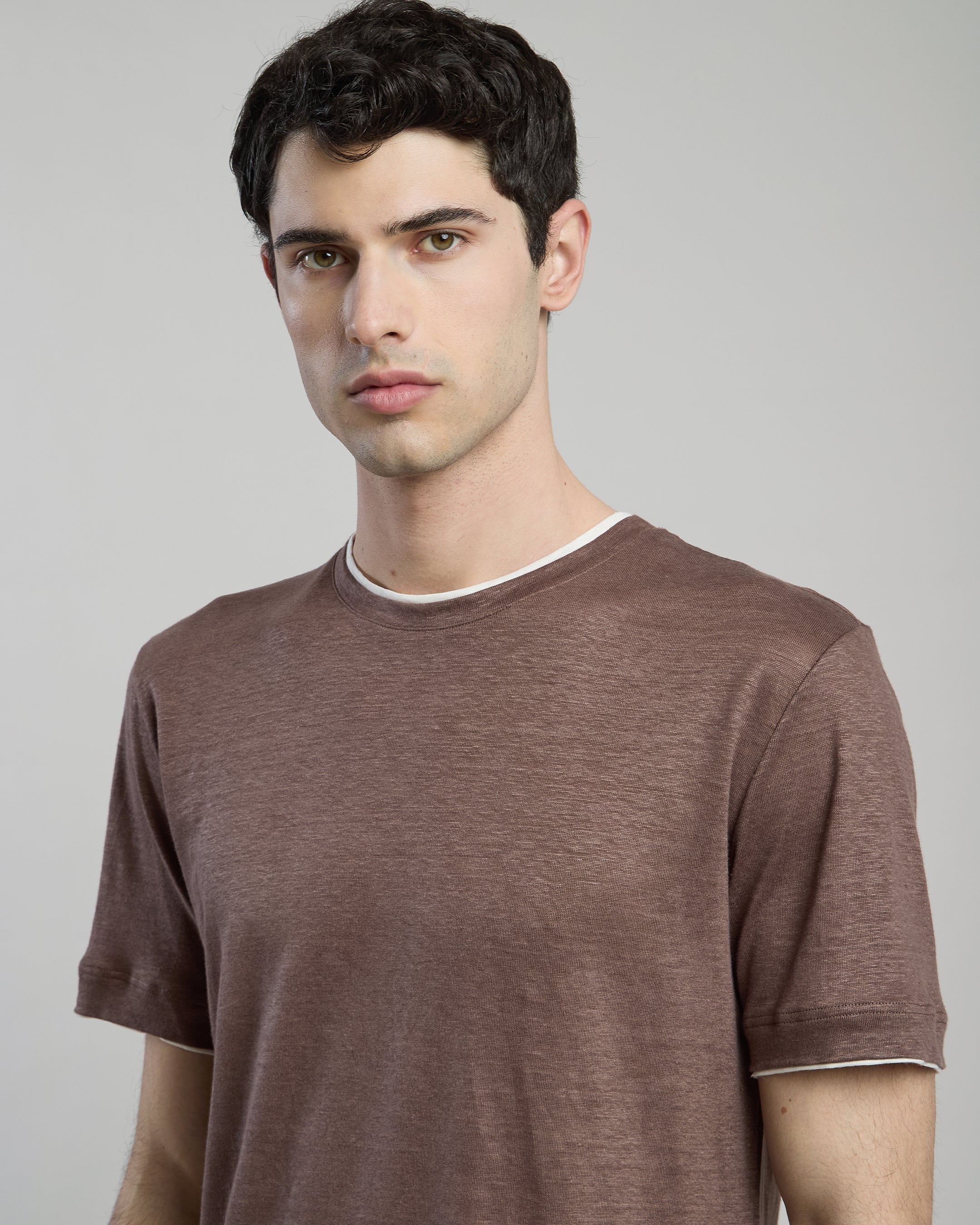 T-SHIRT GIROCOLLO LINO