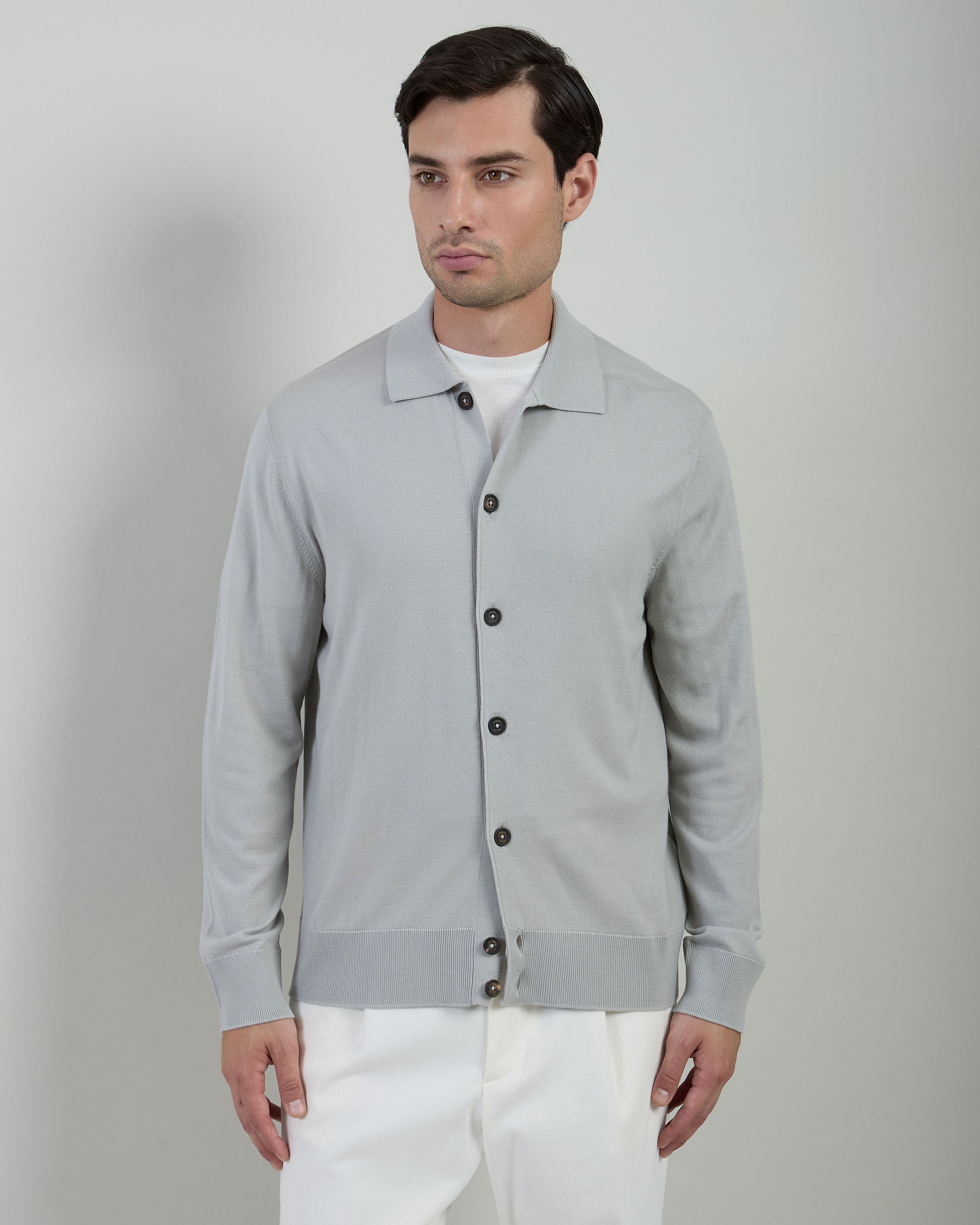 14-MICRON WOOL KNIT SHIRT