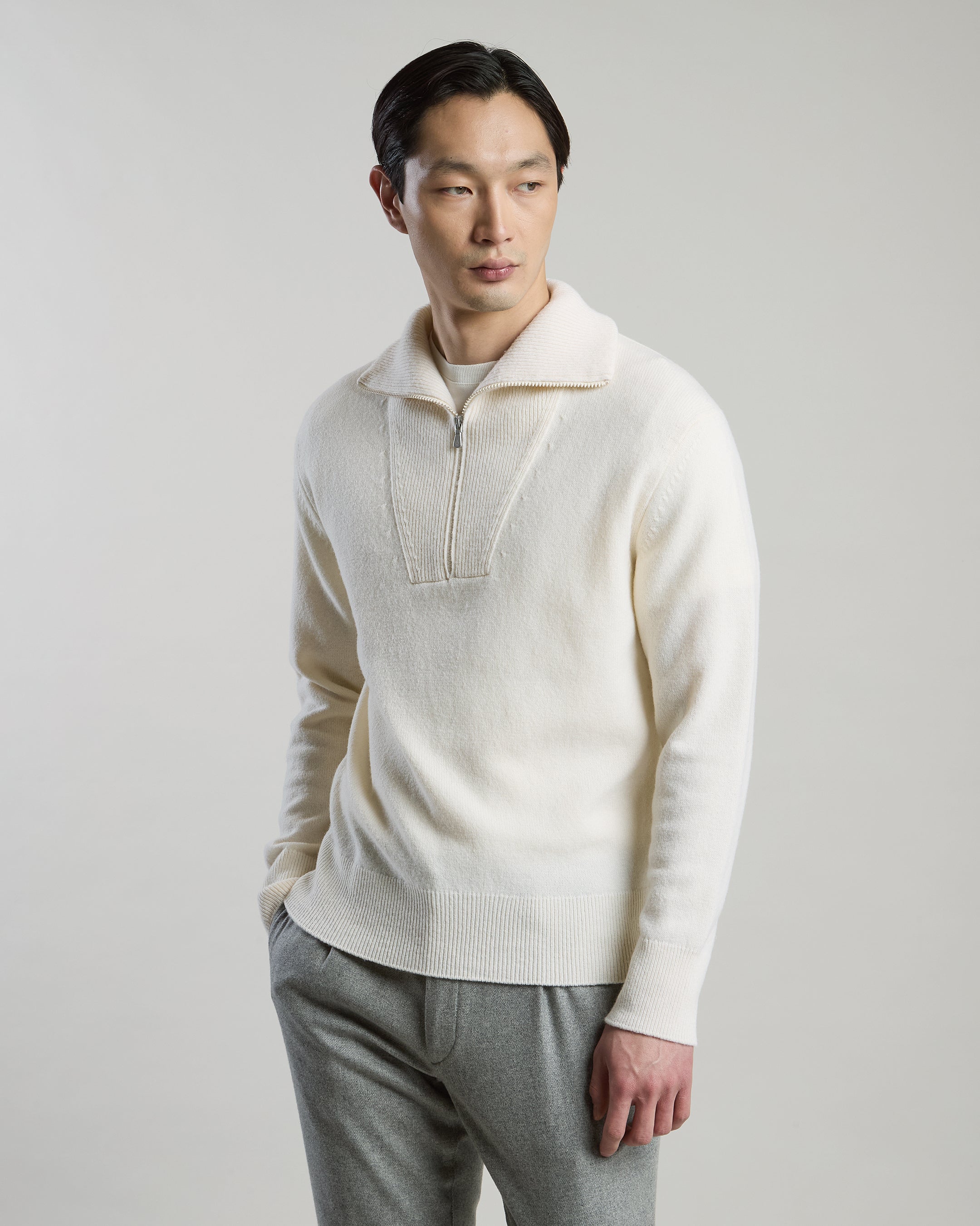 MAGLIA MEZZA ZIP LANA
