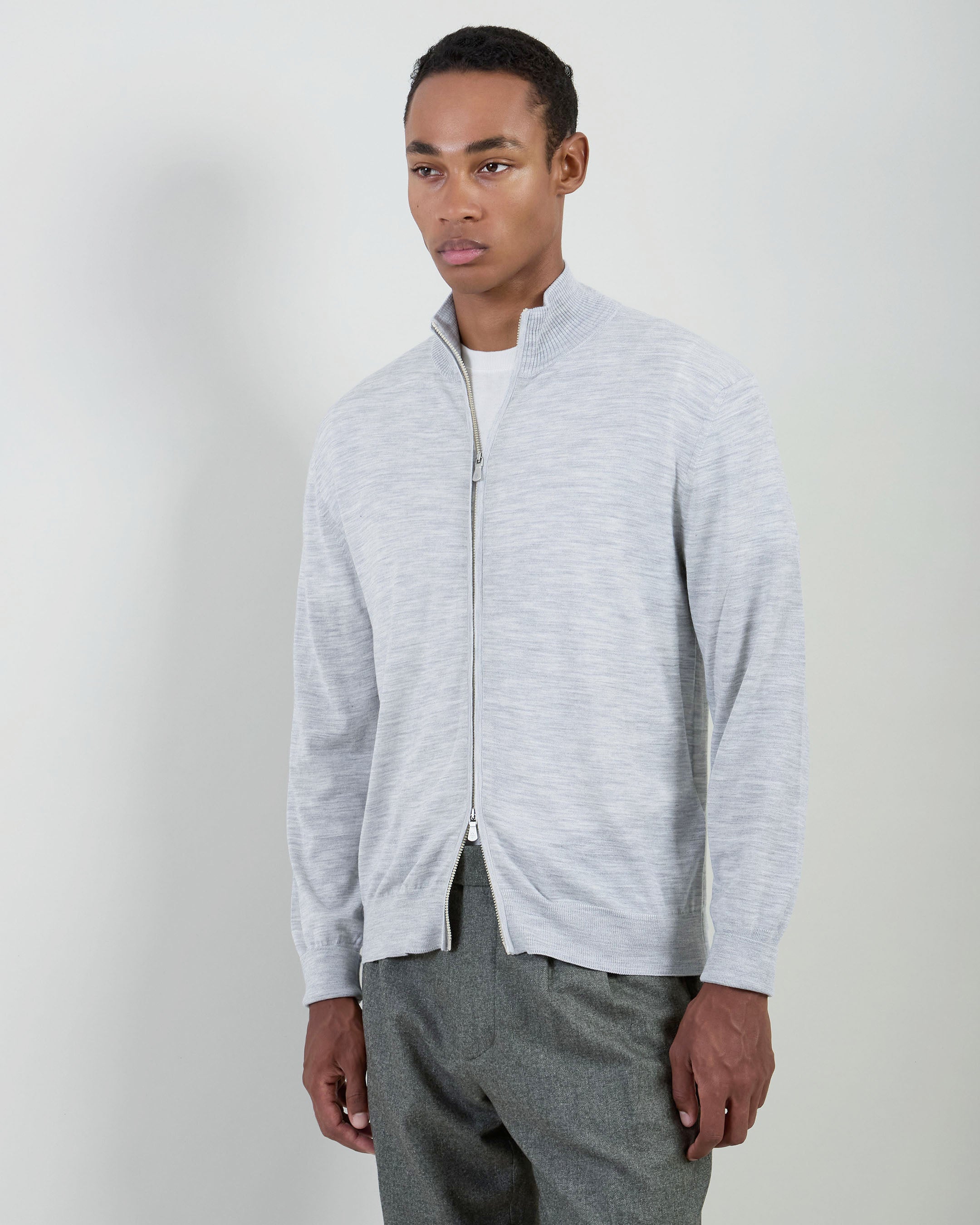 MAGLIA FULL ZIP LANA 14 MICRON