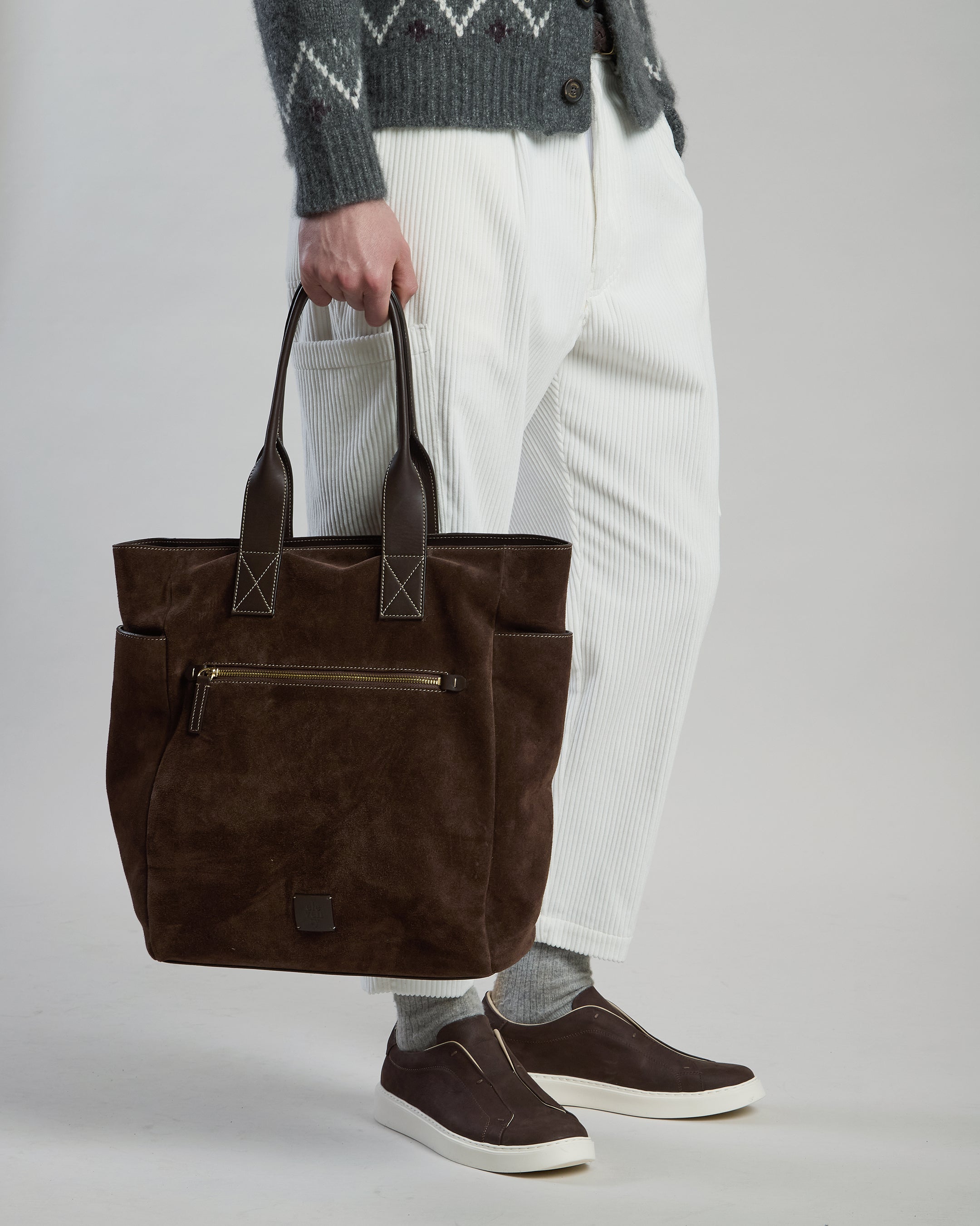 BORSA PELLE SCAMOSCIATA E VITELLO PIENO FIORE