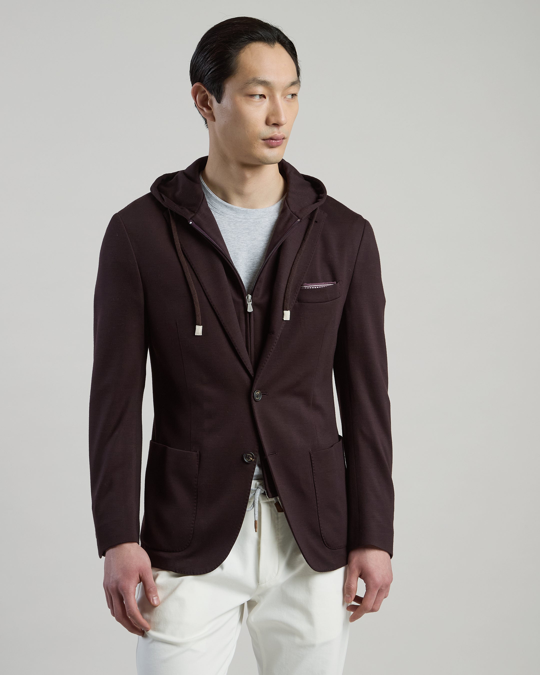 WOOL INTERLOCK JACKET WITH BIB FRONT