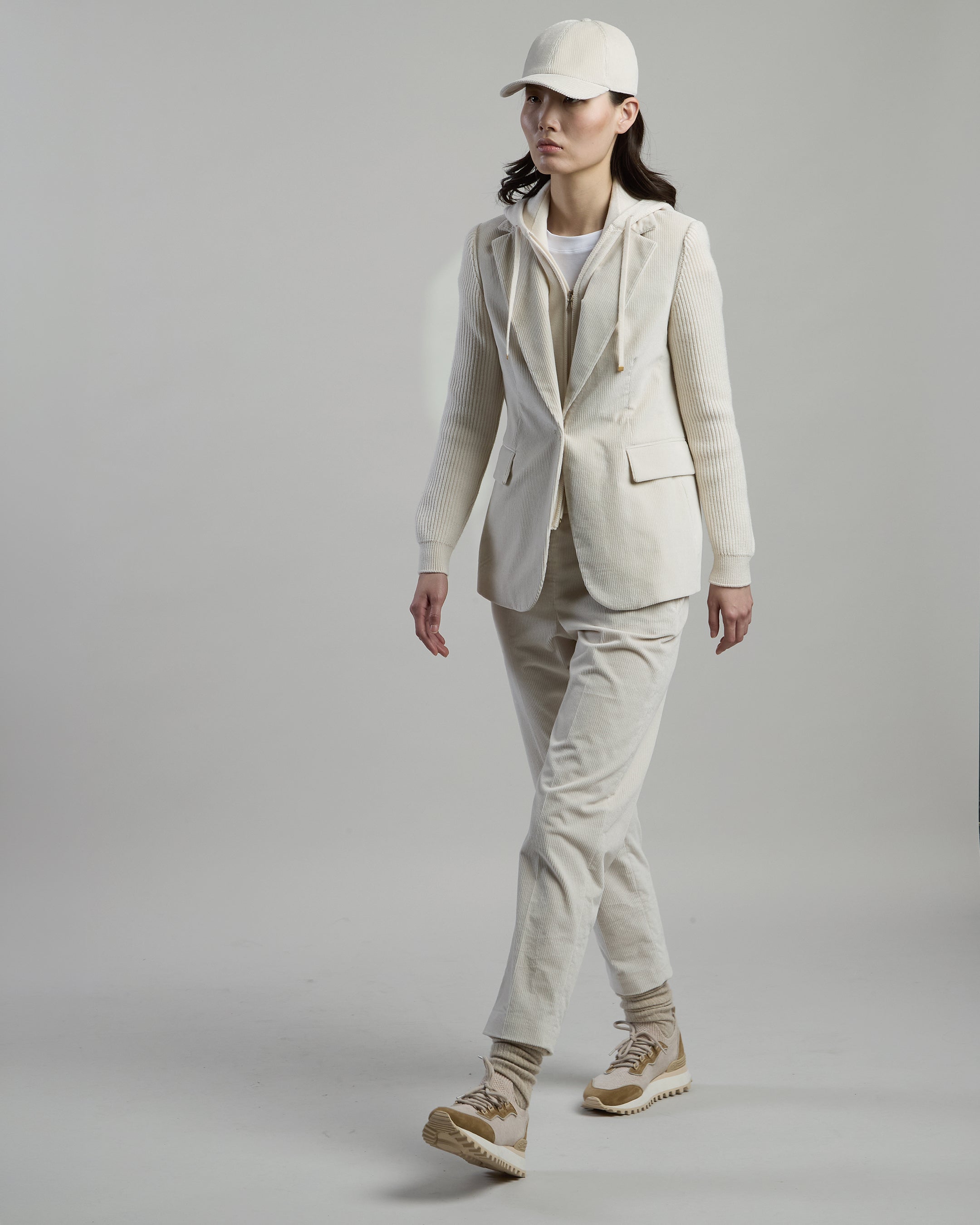 GIACCA MONOPETTO COTONE STRETCH CON PARTI IN MAGLIA