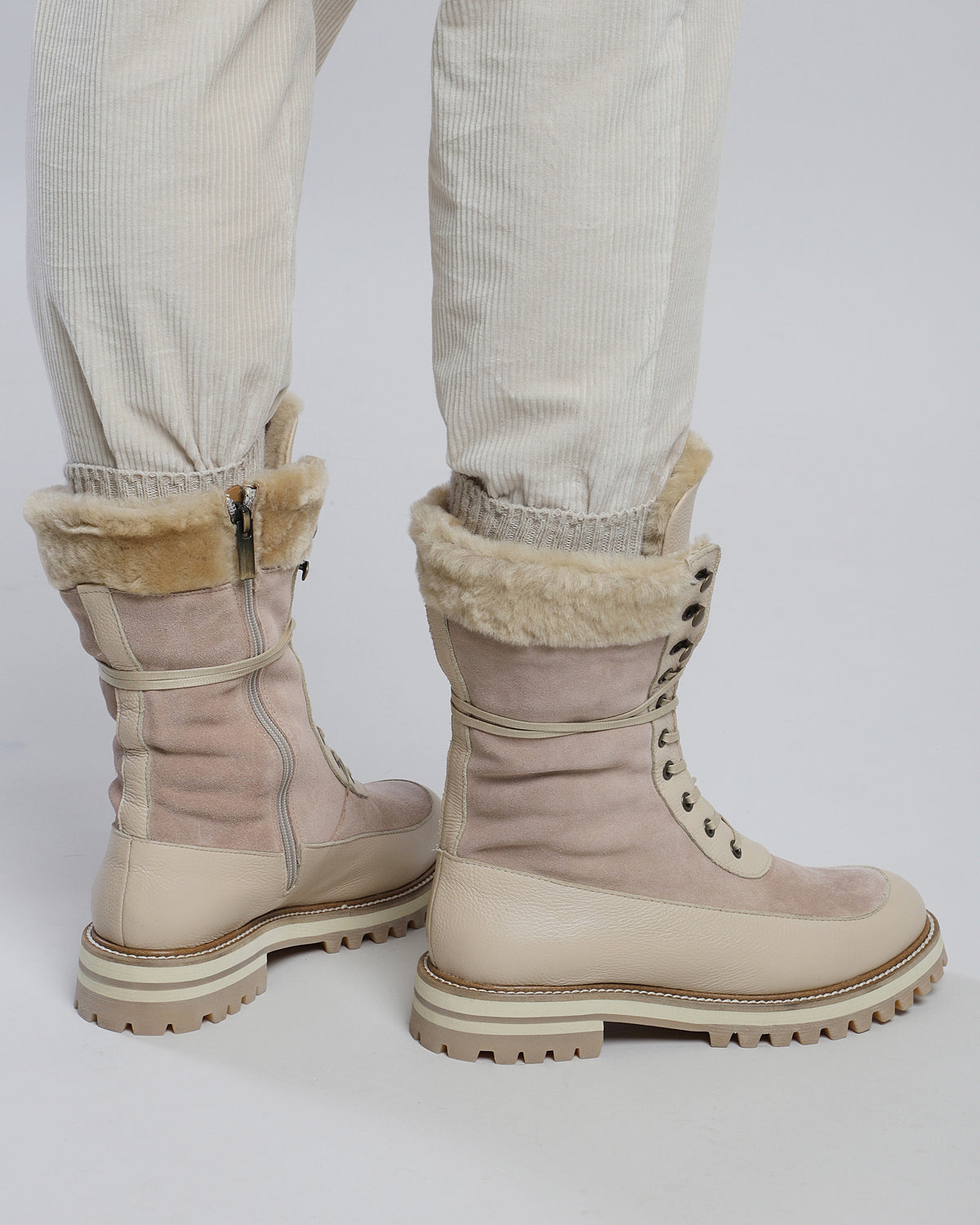 CALFSKIN AND SHEEPSKIN ANKLE BOOTS