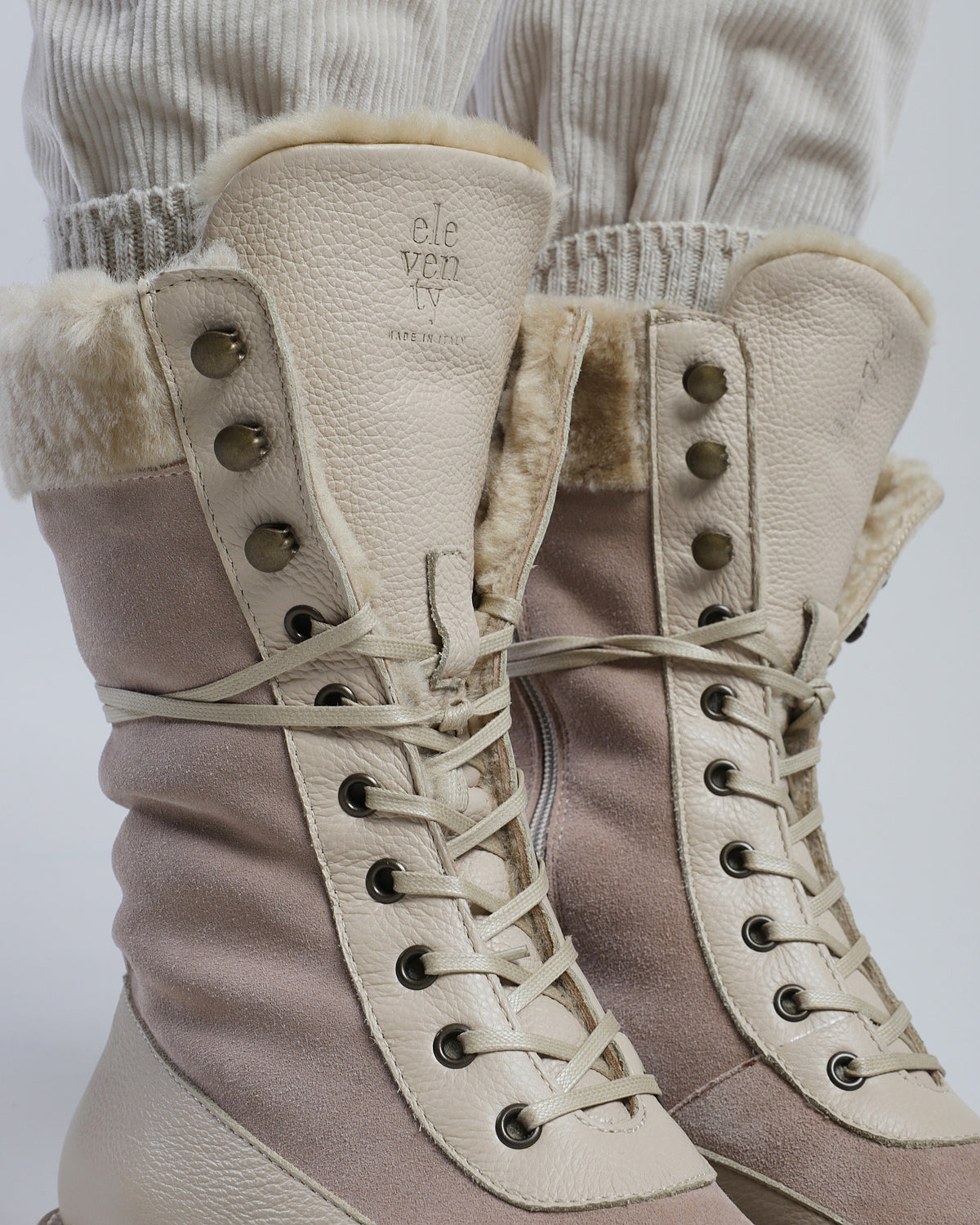 CALFSKIN AND SHEEPSKIN ANKLE BOOTS
