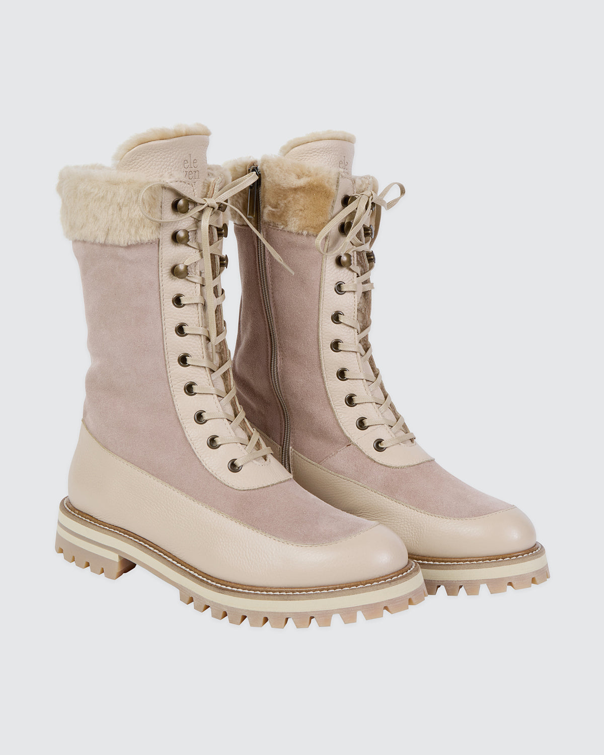 CALFSKIN AND SHEEPSKIN ANKLE BOOTS