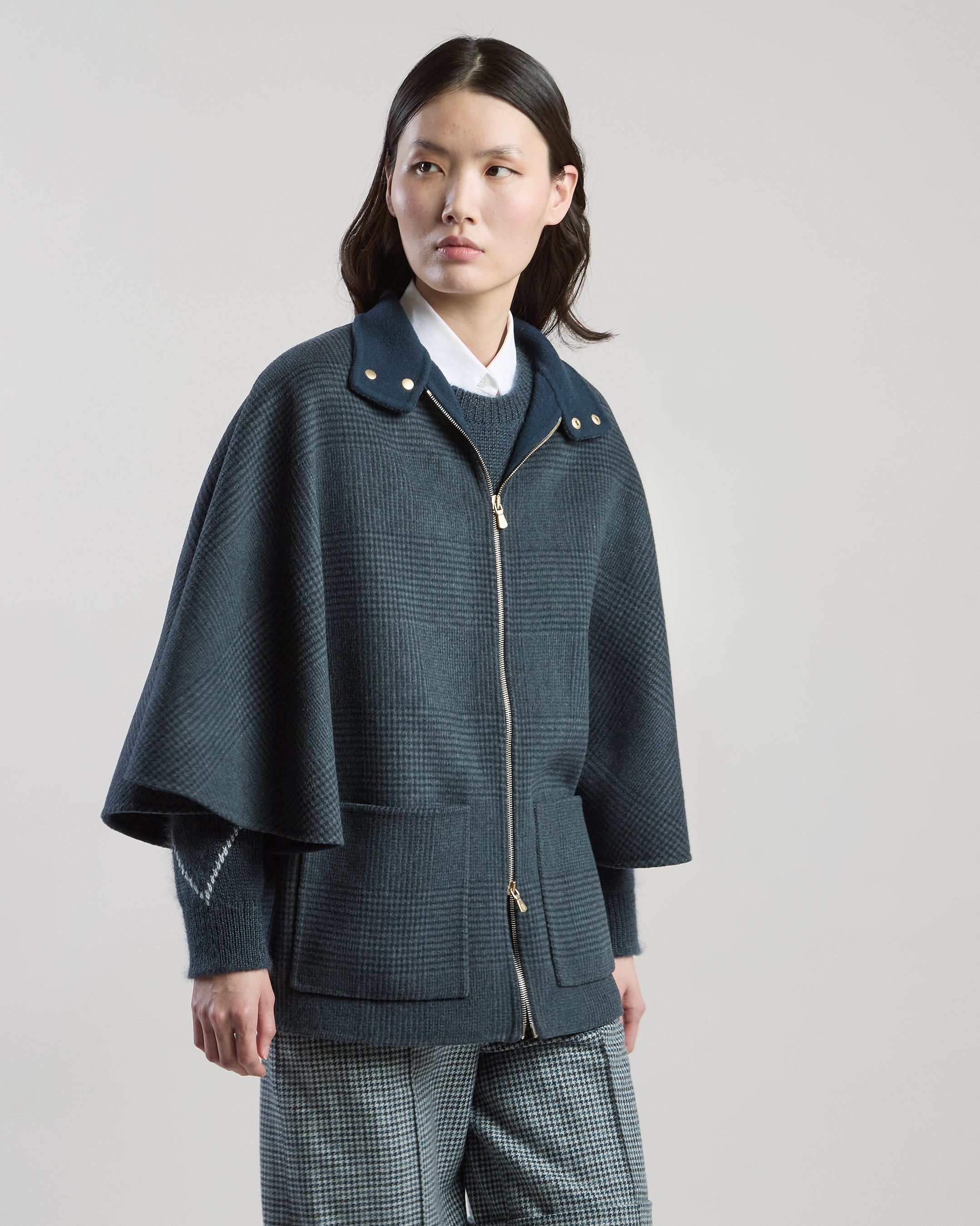 CAPPOTTO MONOPETTO REVERSIBILE LANA CASHMERE GALLES
