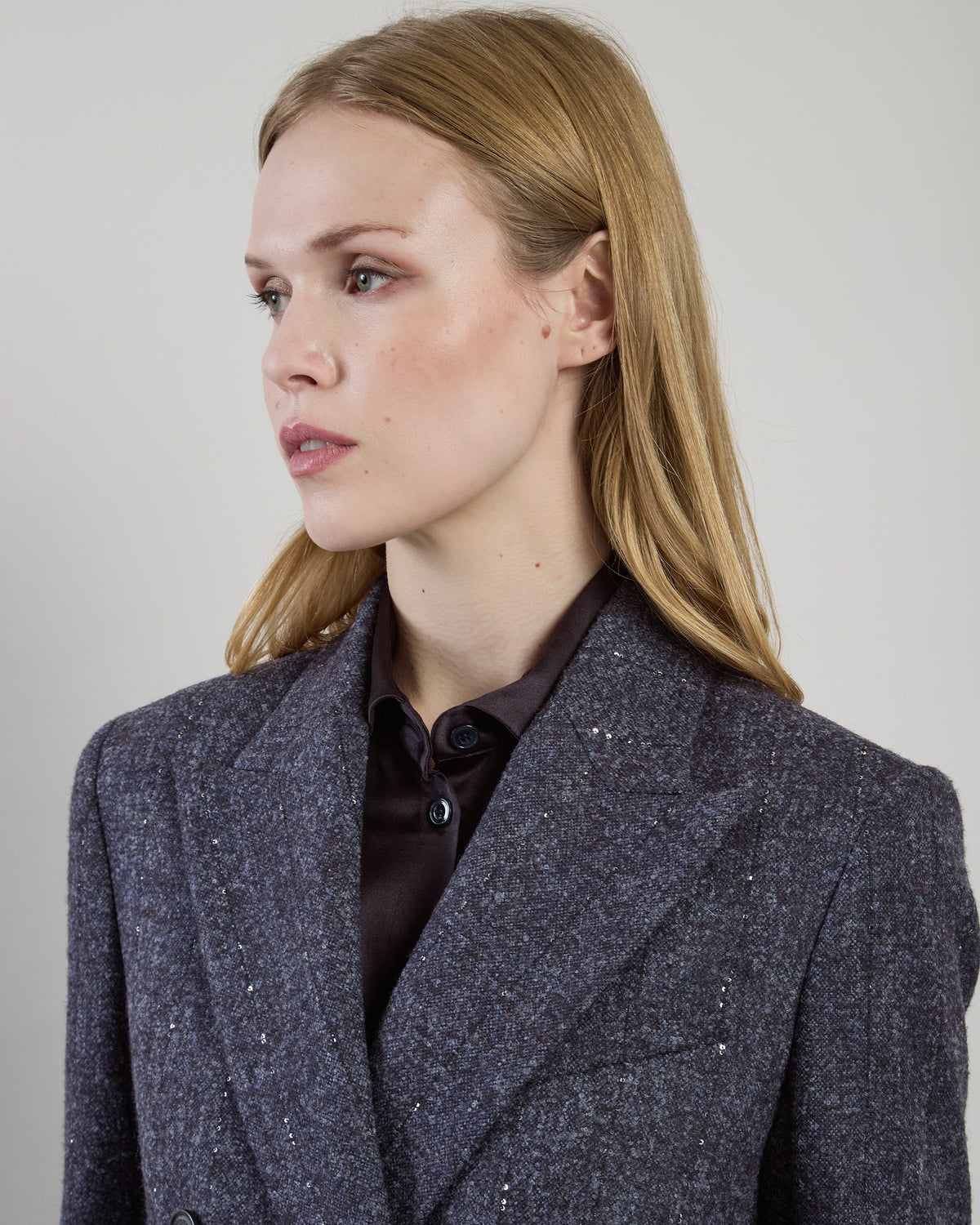 DOUBLE-BREASTED BABY ALPACA WOOL STRETCH JACKET