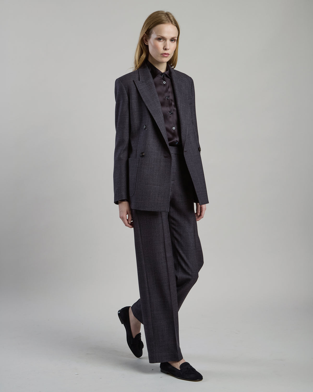 DOUBLE-BREASTED WOOL SILK JACKET
