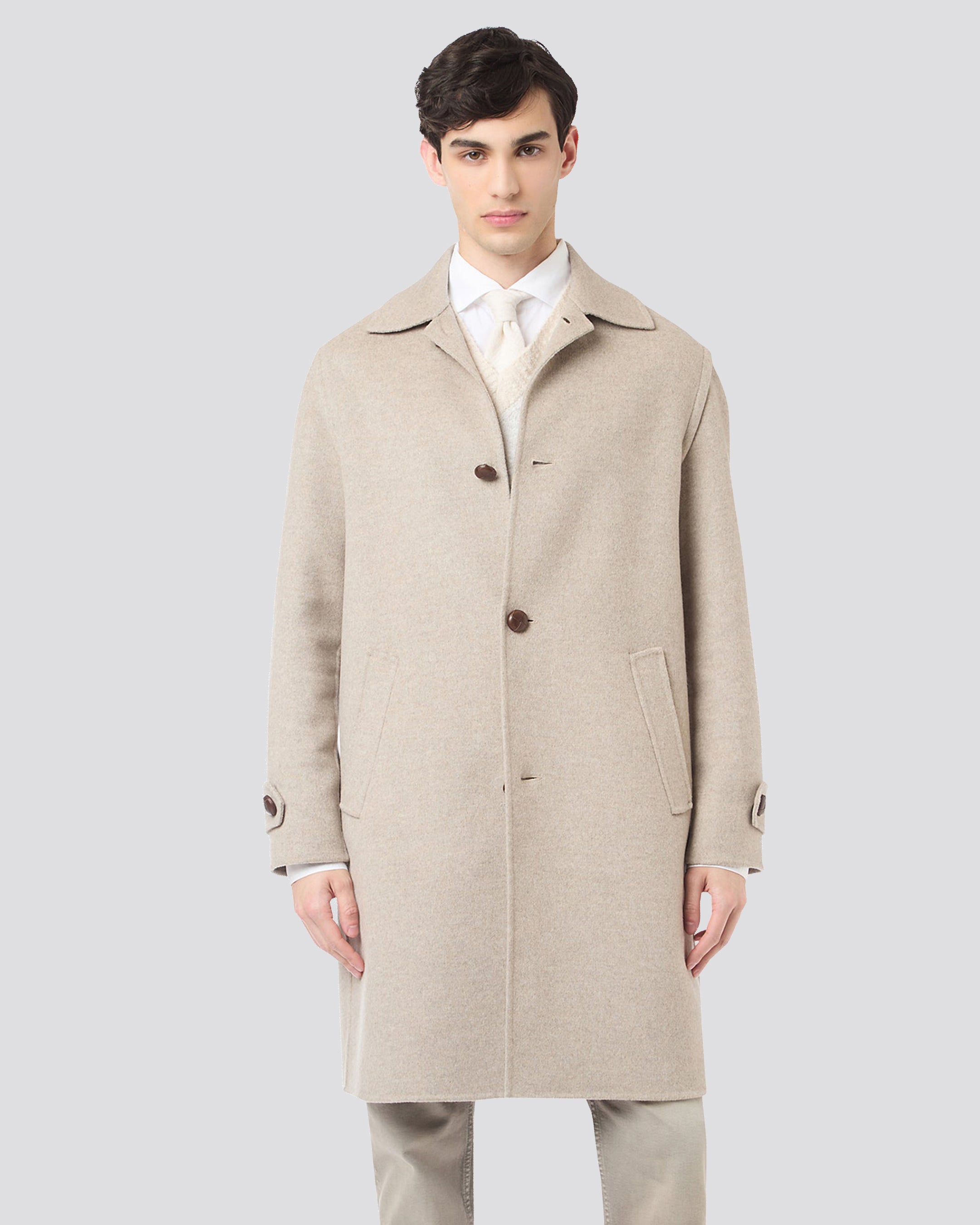 Cashmere single -breasted coat