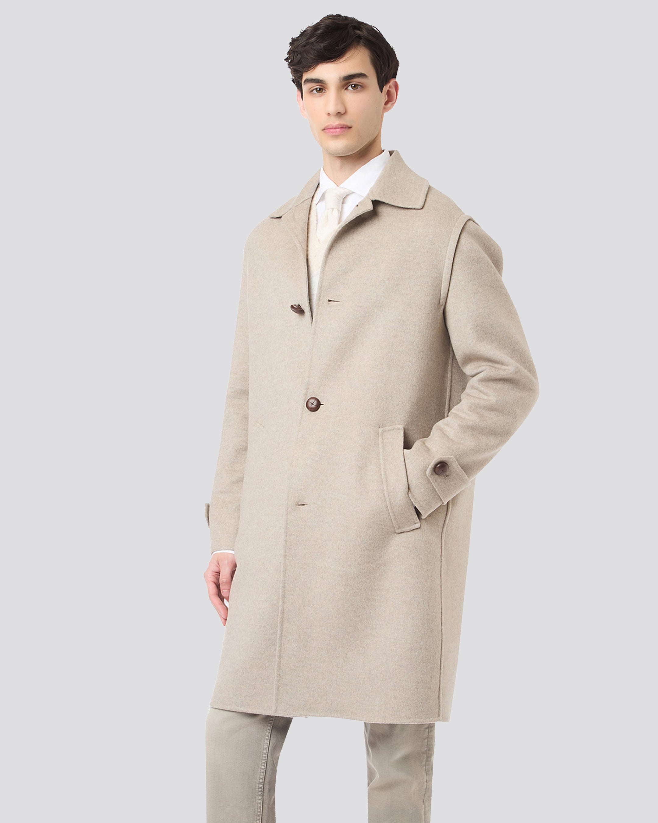 Cashmere single -breasted coat