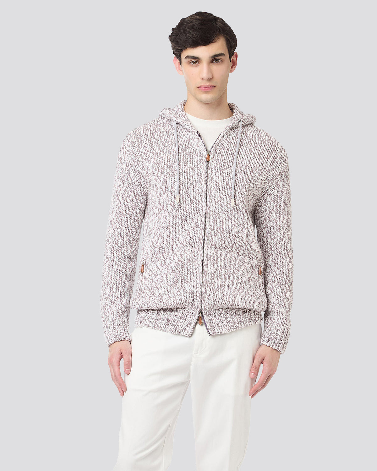 FULL ZIP STANDING COLLAR SWEATER - 2