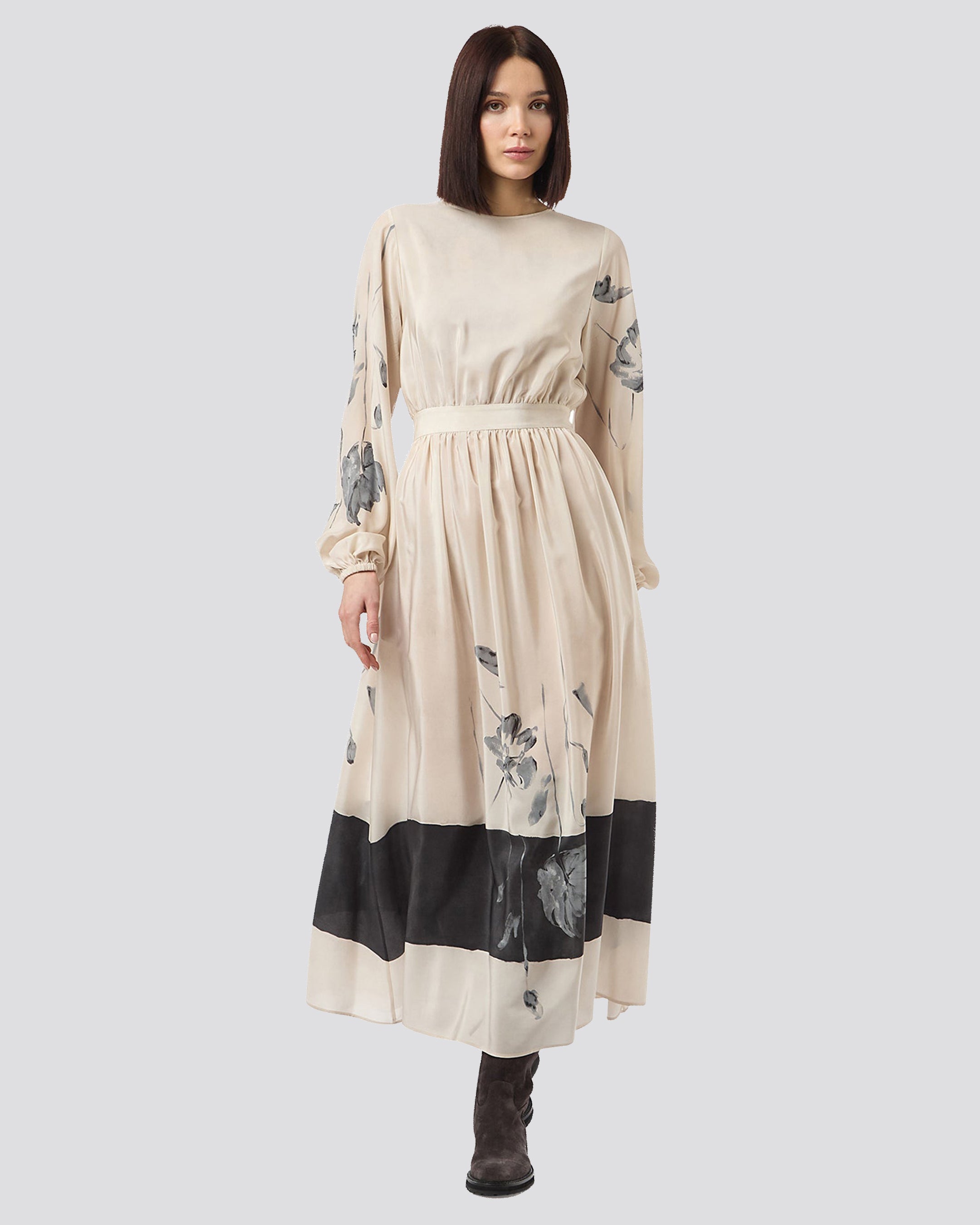 PRINTED LONG SLEEVE DRESS