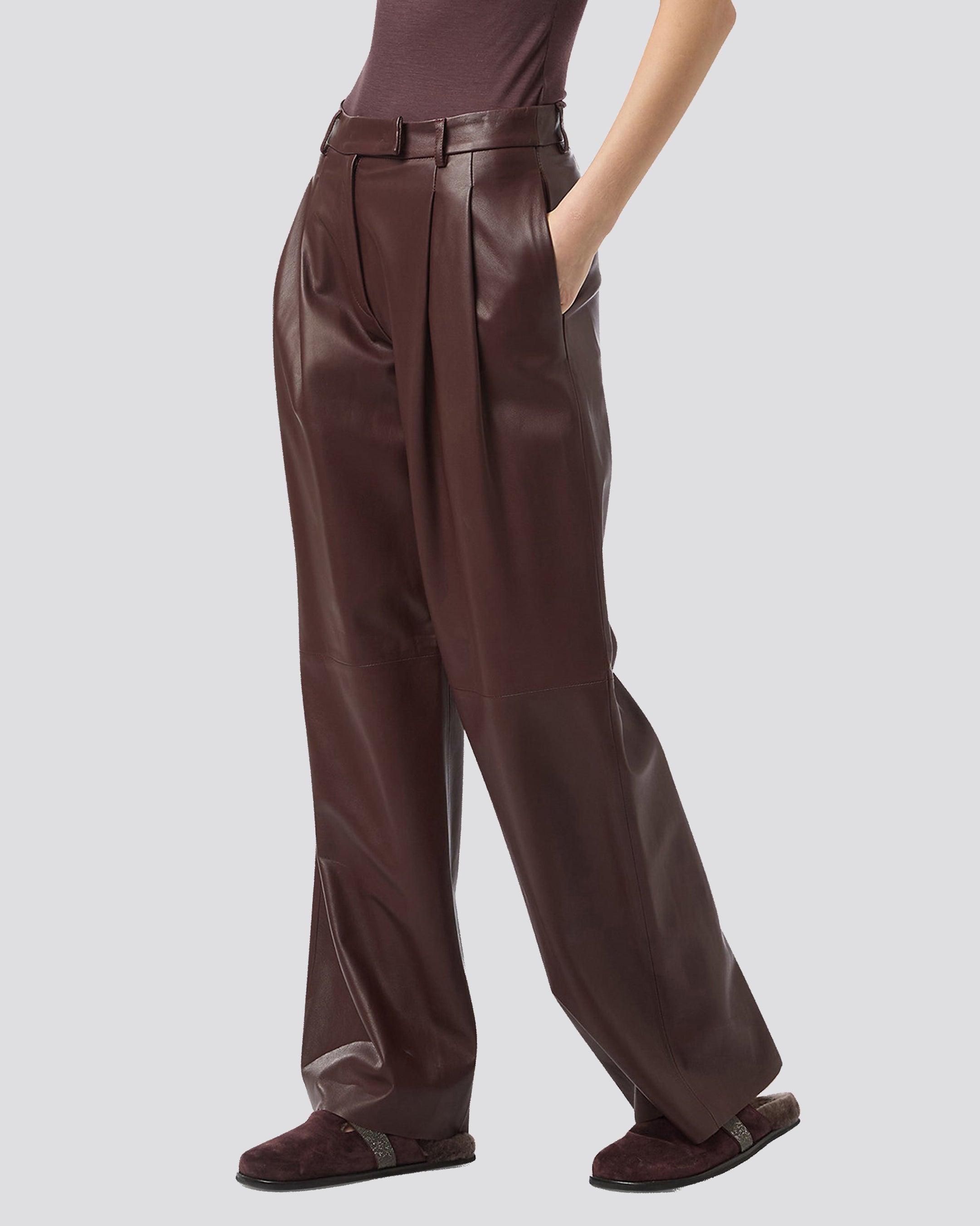 LEATHER TROUSERS WITH PENCES - 3