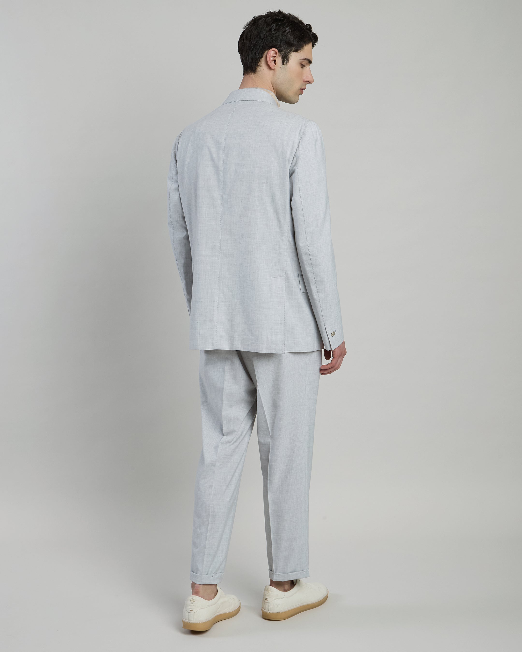 Men's Double-Breasted Wool Cotton and Silk Suit alternative