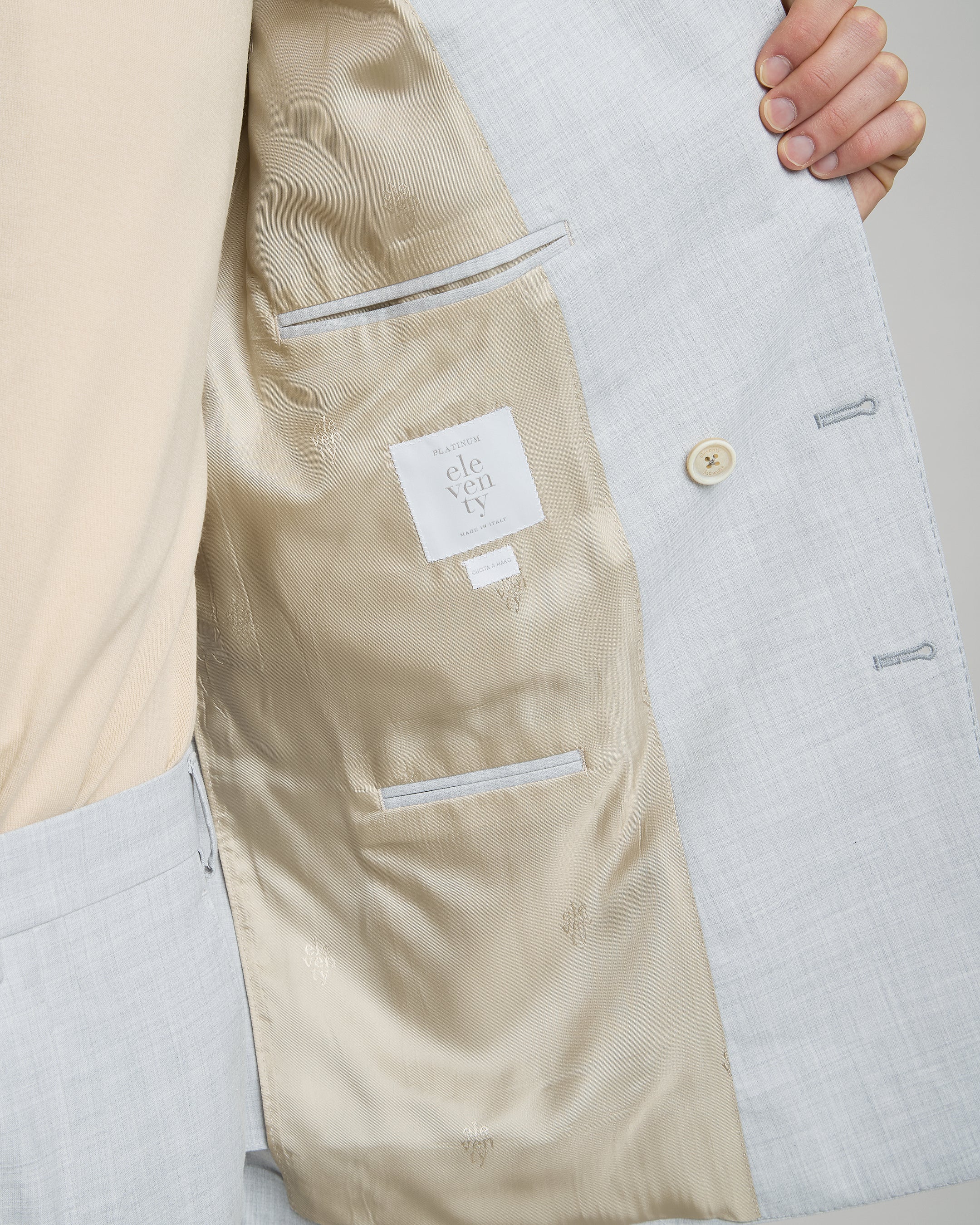 Men's Double-Breasted Wool Cotton and Silk Suit - 5