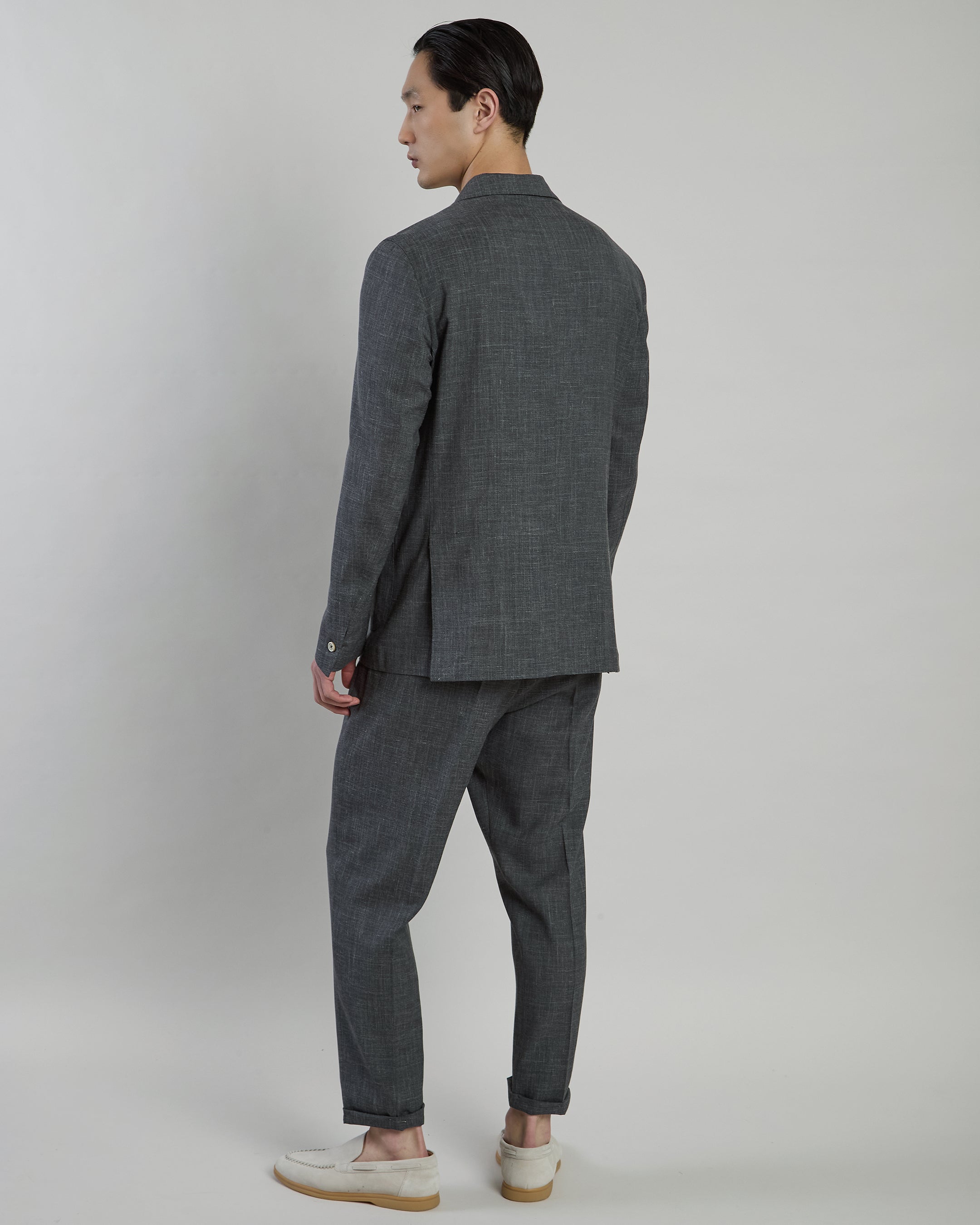Men's Single-Breasted Wool Silk Linen Slim Suit alternative