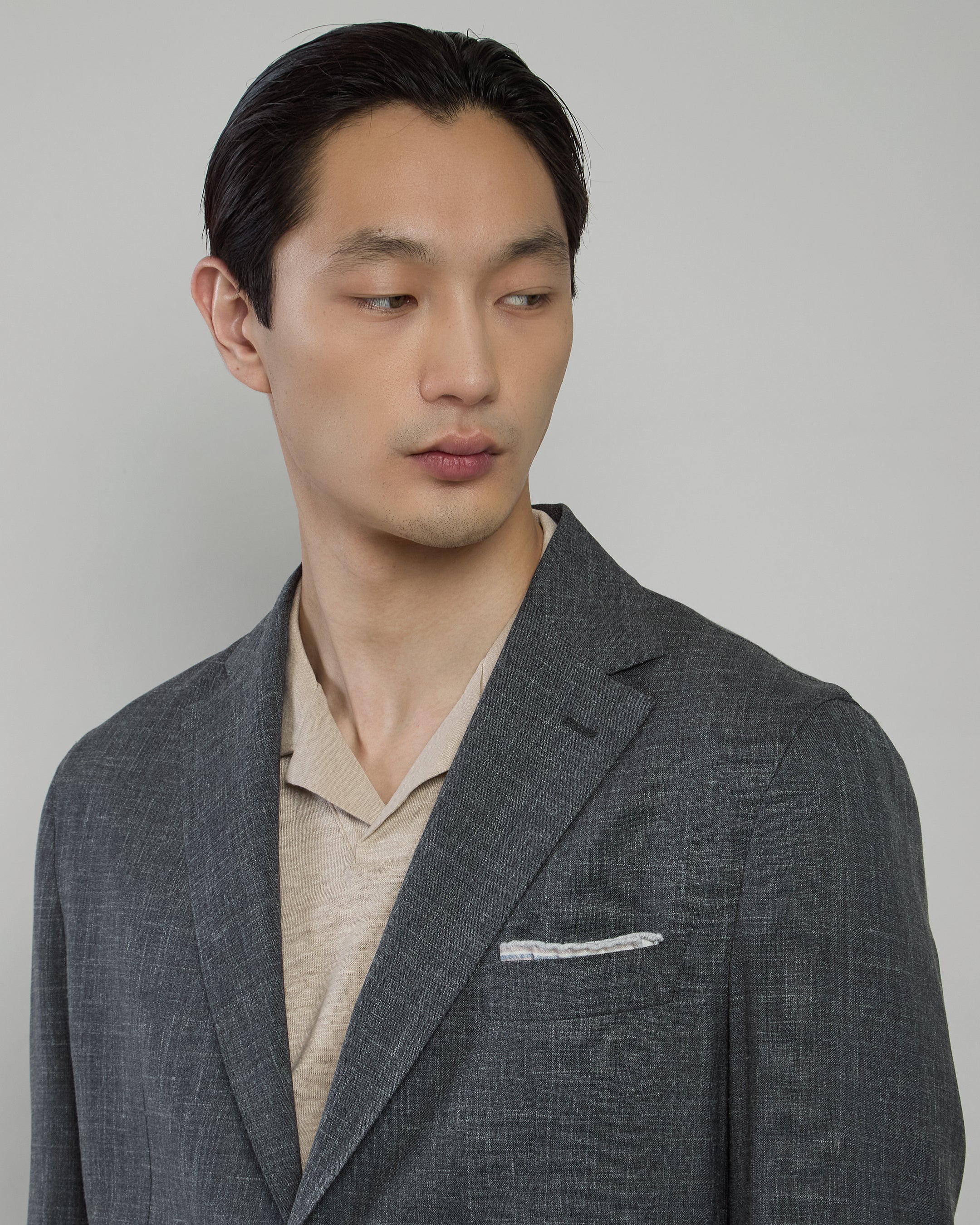 Men's Single-Breasted Wool Silk Linen Slim Suit - 3