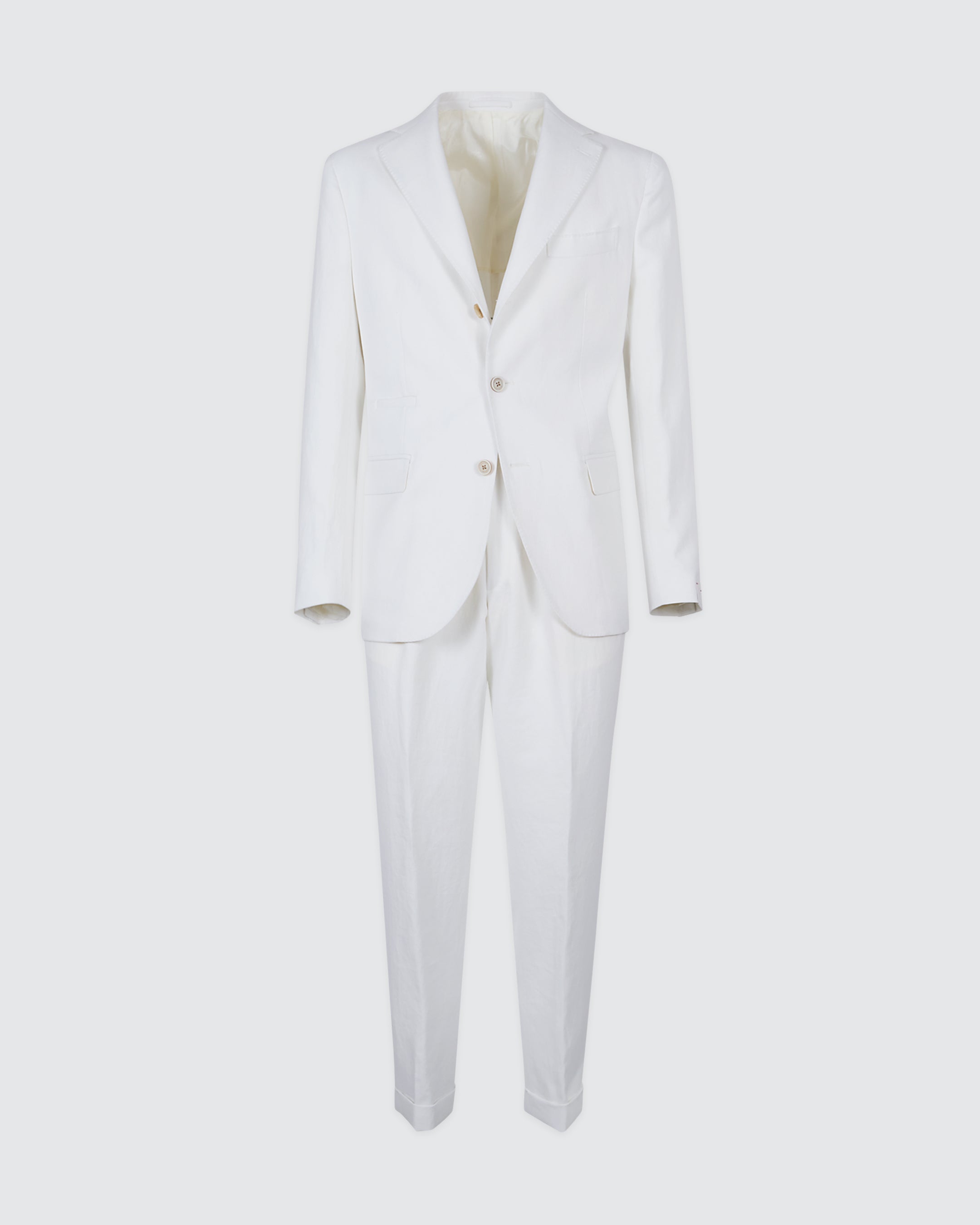 Men's Slim Fit Single-Breasted Linen Suit with Pleats
