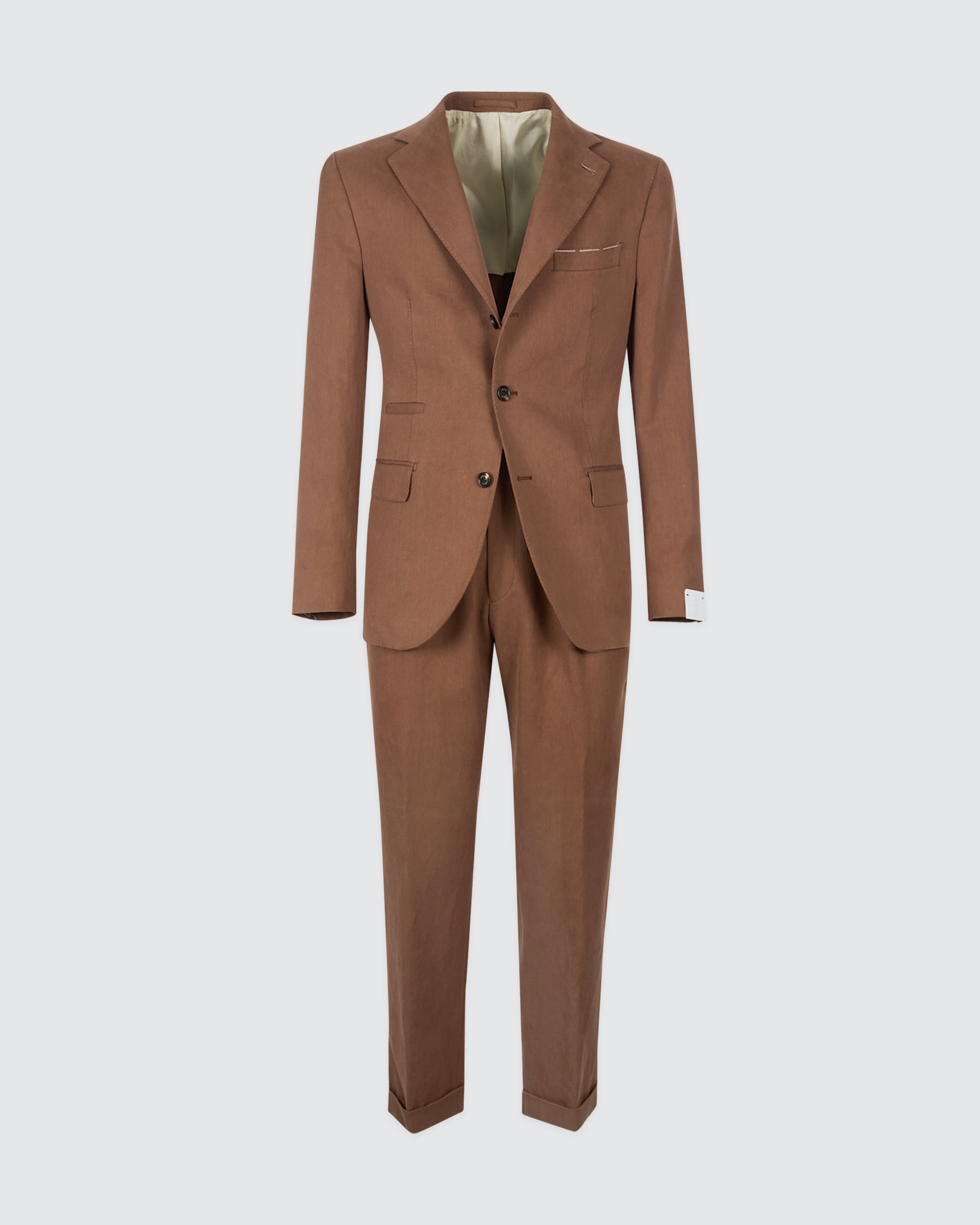Men's Slim Fit Single-Breasted Linen Suit with Pleats