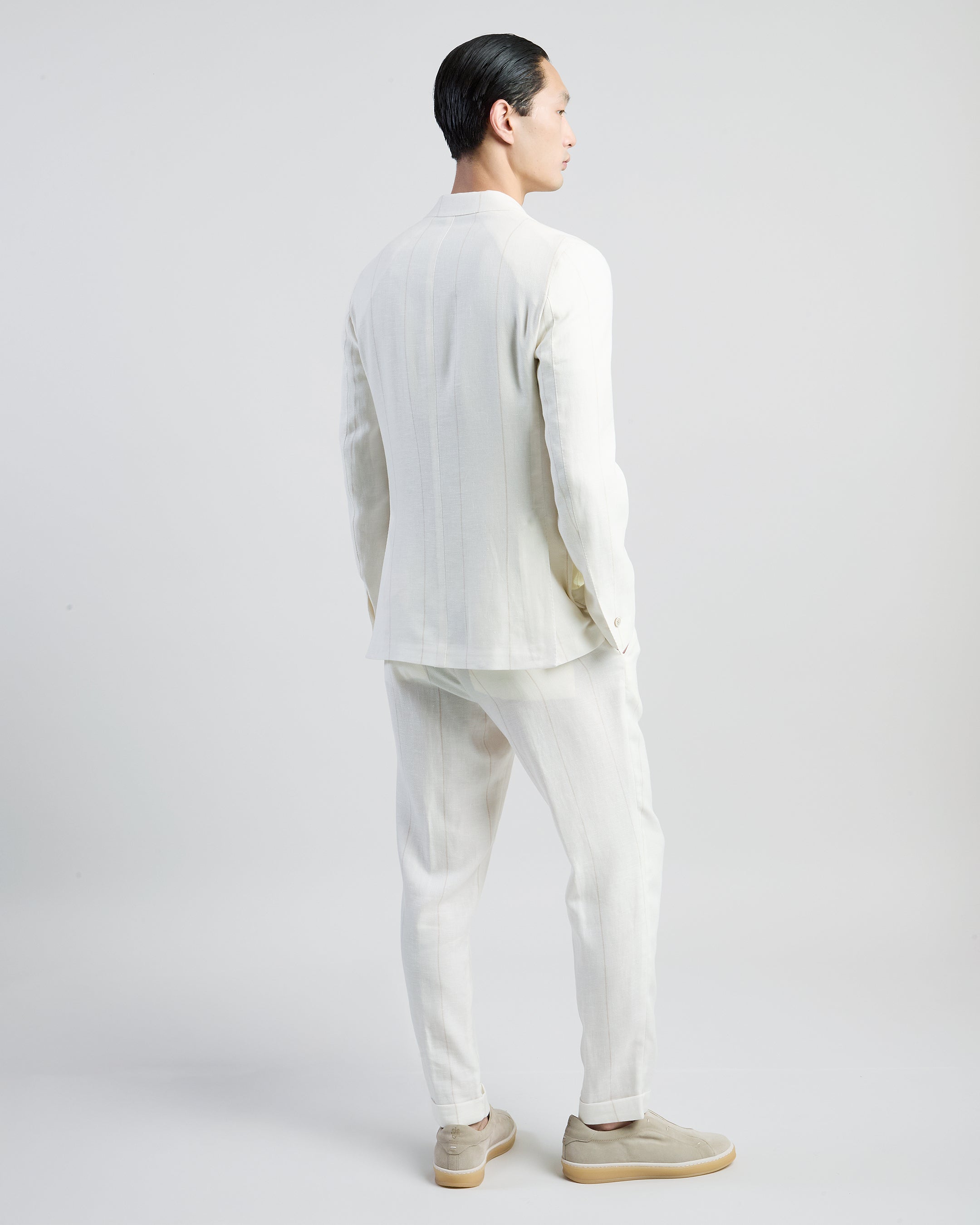 Single-Breasted Pinstripe Suit in Linen Wool and Silk alternative