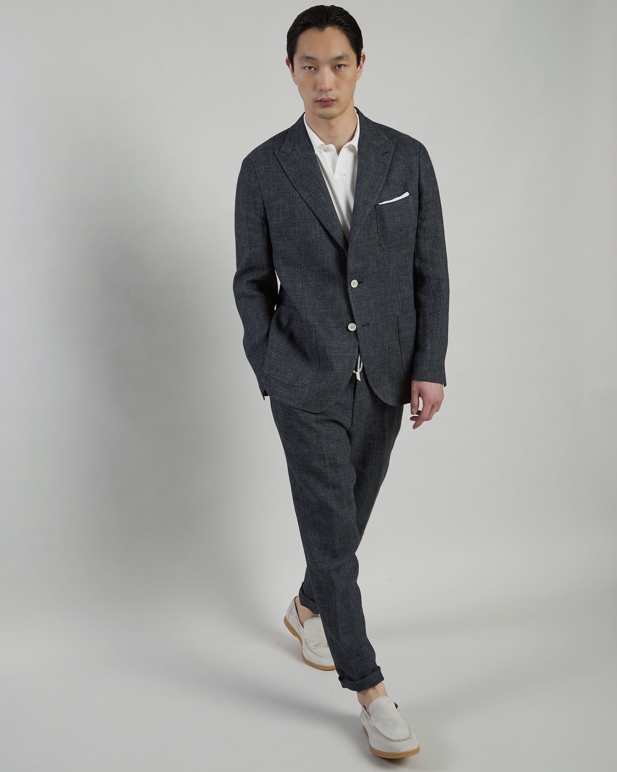 Men's Single-Breasted Linen Suit with Jogger Pants - 2