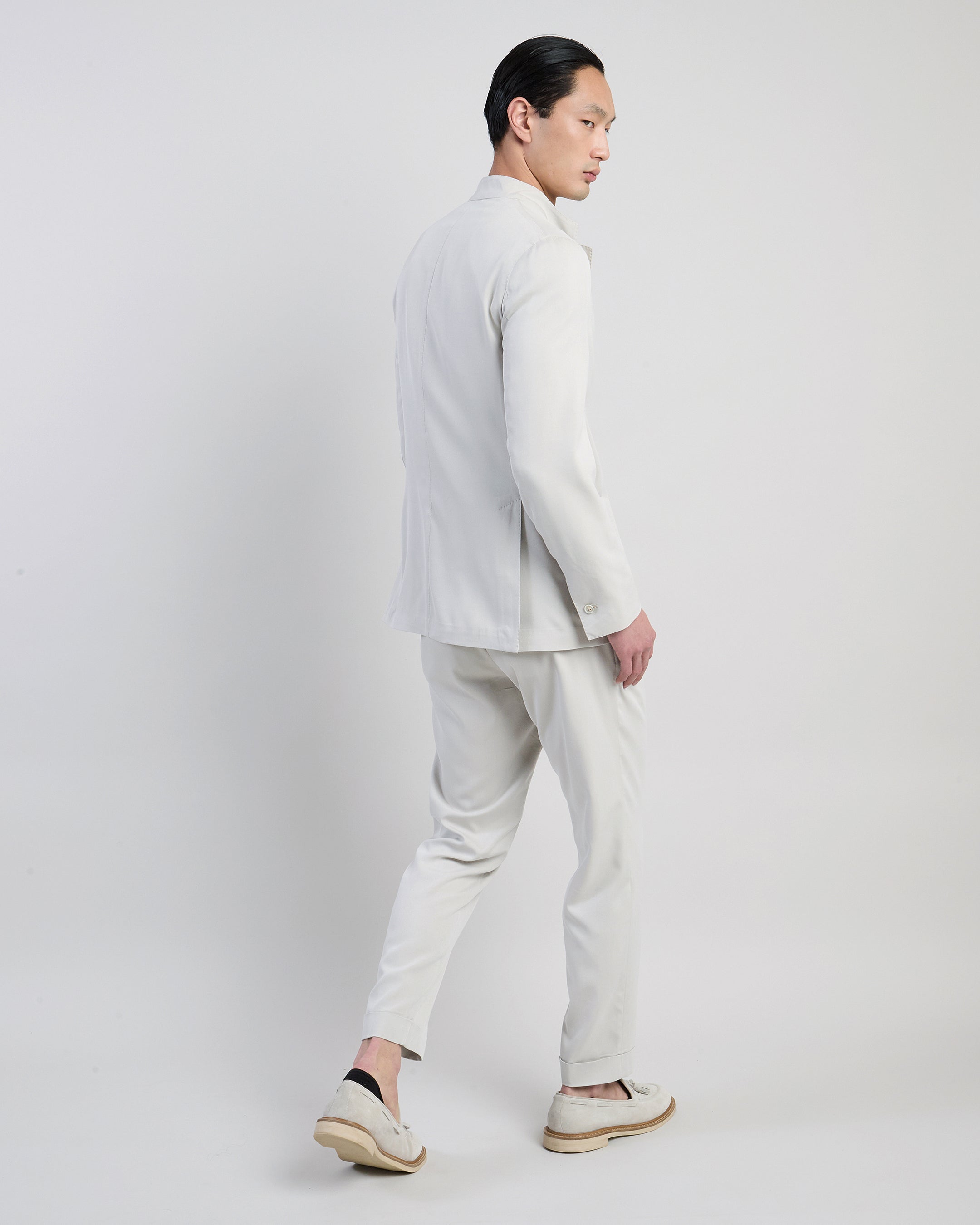 Single-Breasted Silk Suit with Double Pleats Slim Fit - 2