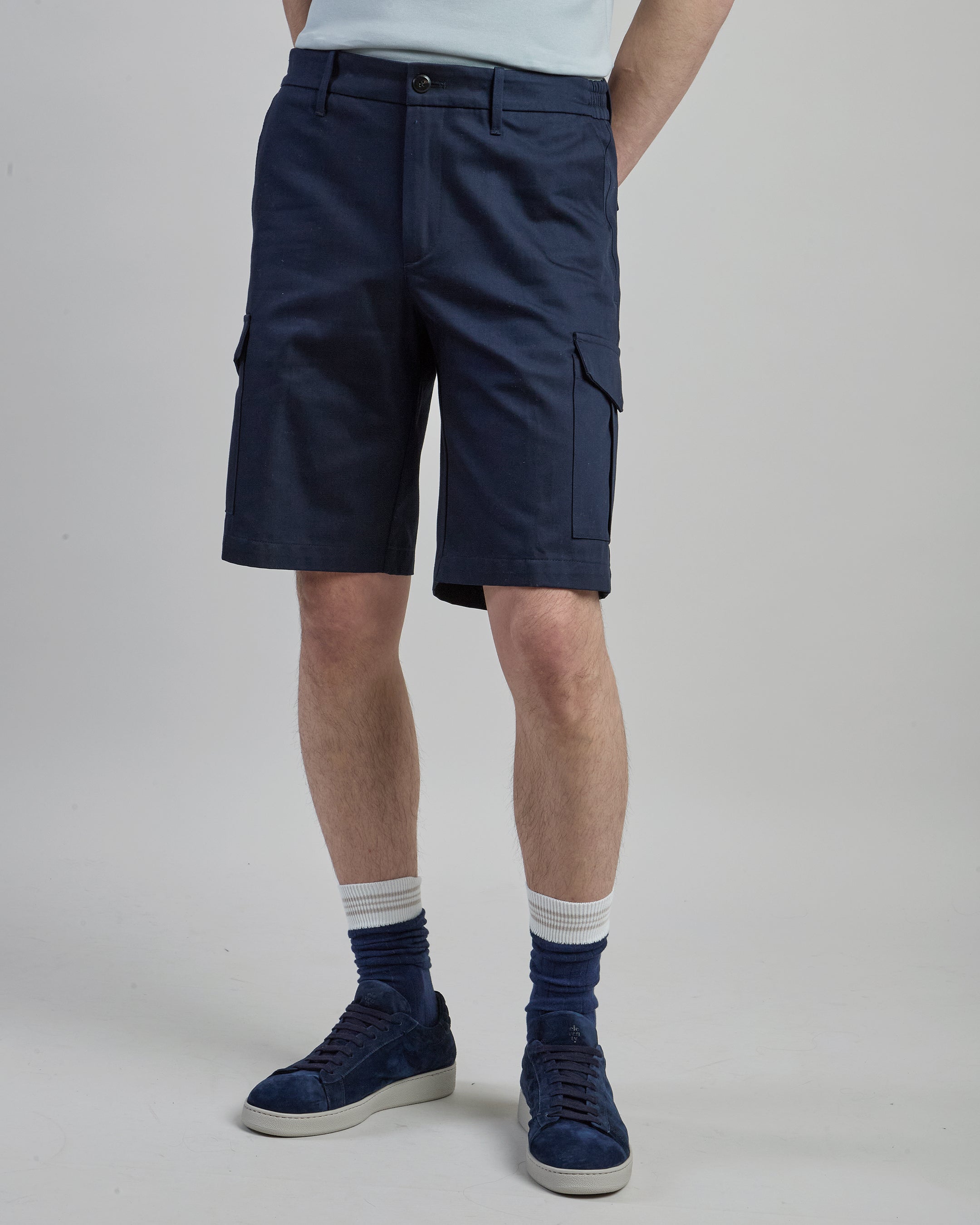 Men's Cotton Cargo Bermuda Shorts with Elastic Waist