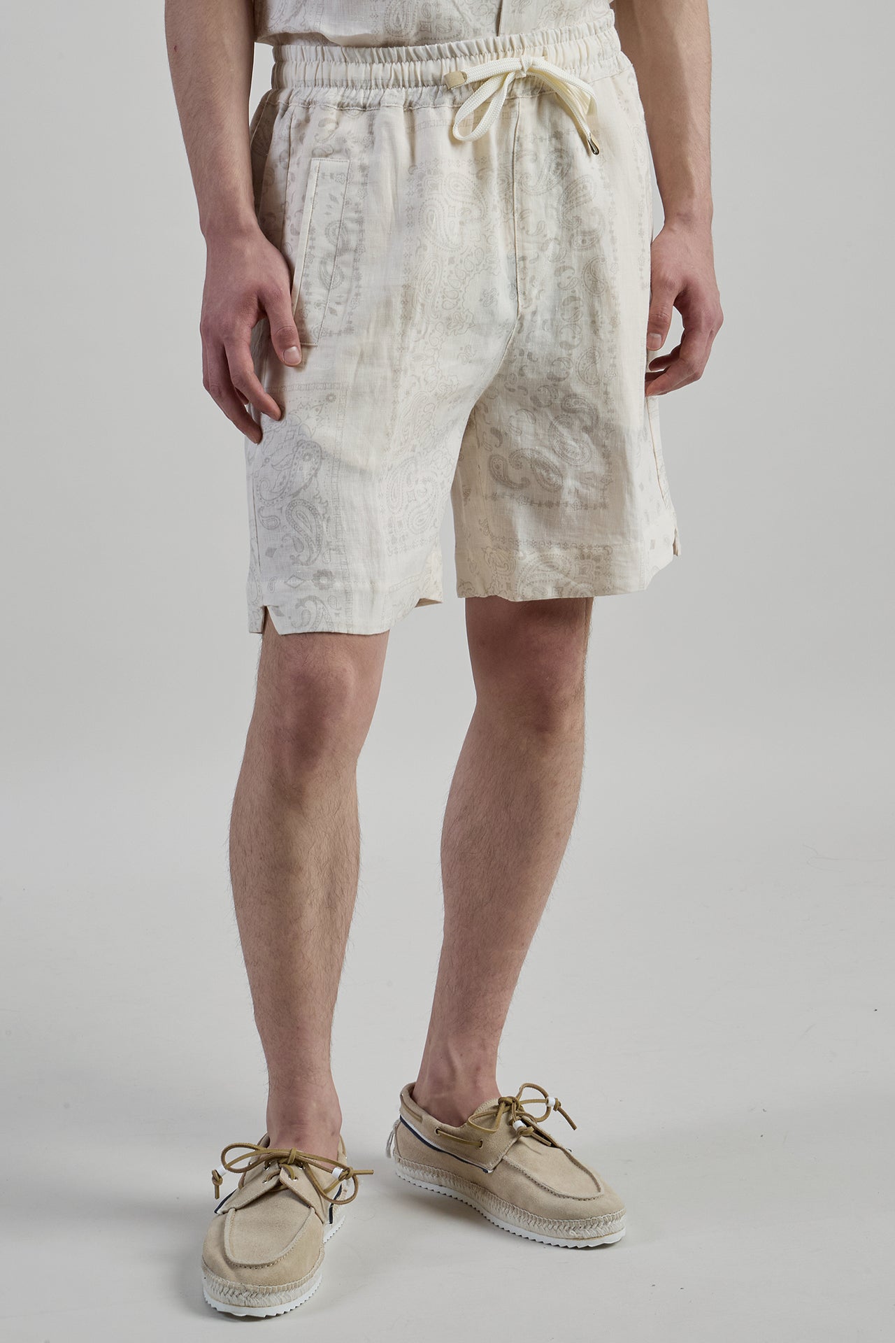 Men's Relaxed Fit 100% Linen Athletic Bermuda Shorts