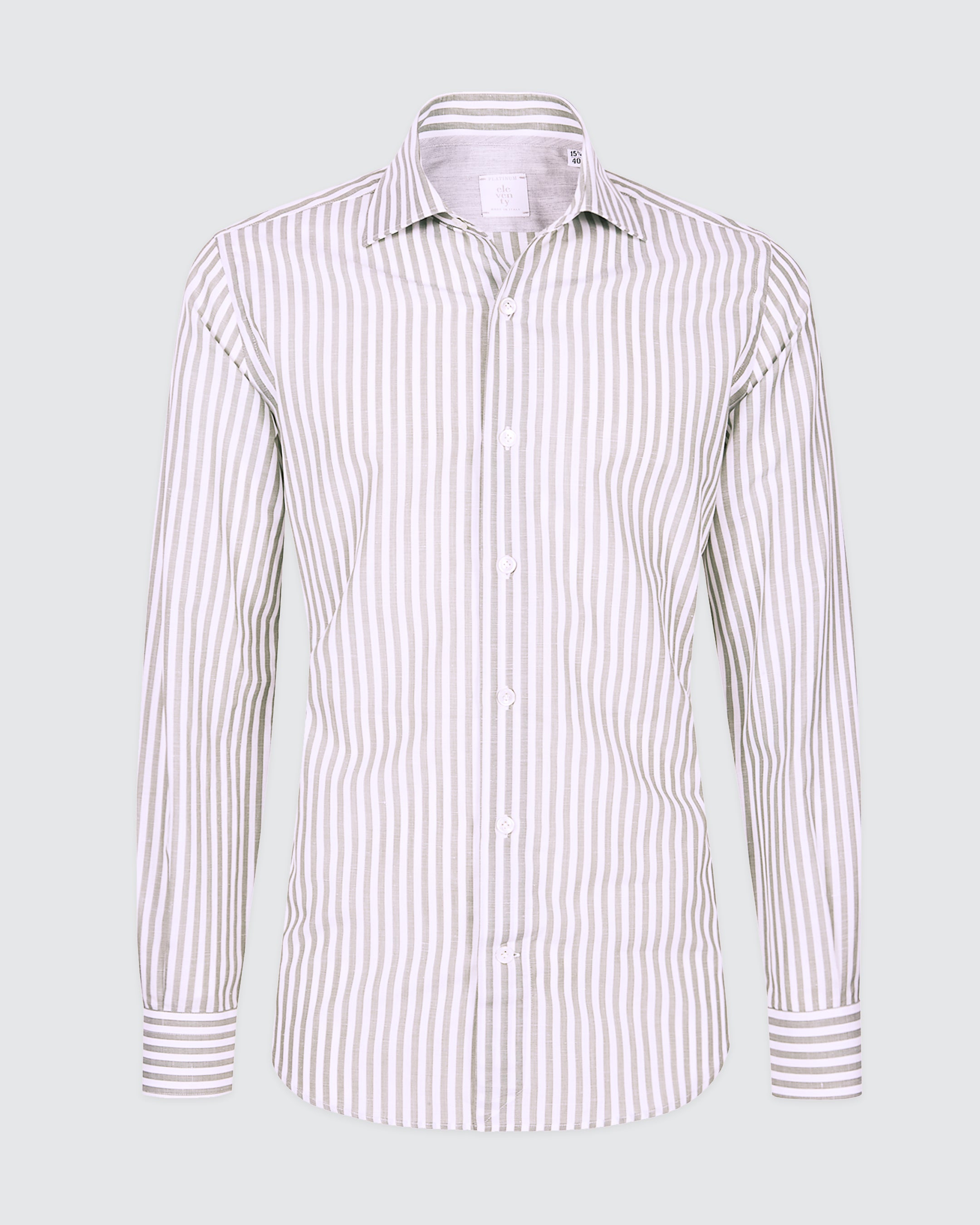 Men's Slim Fit Striped Cotton and Linen Shirt - 4