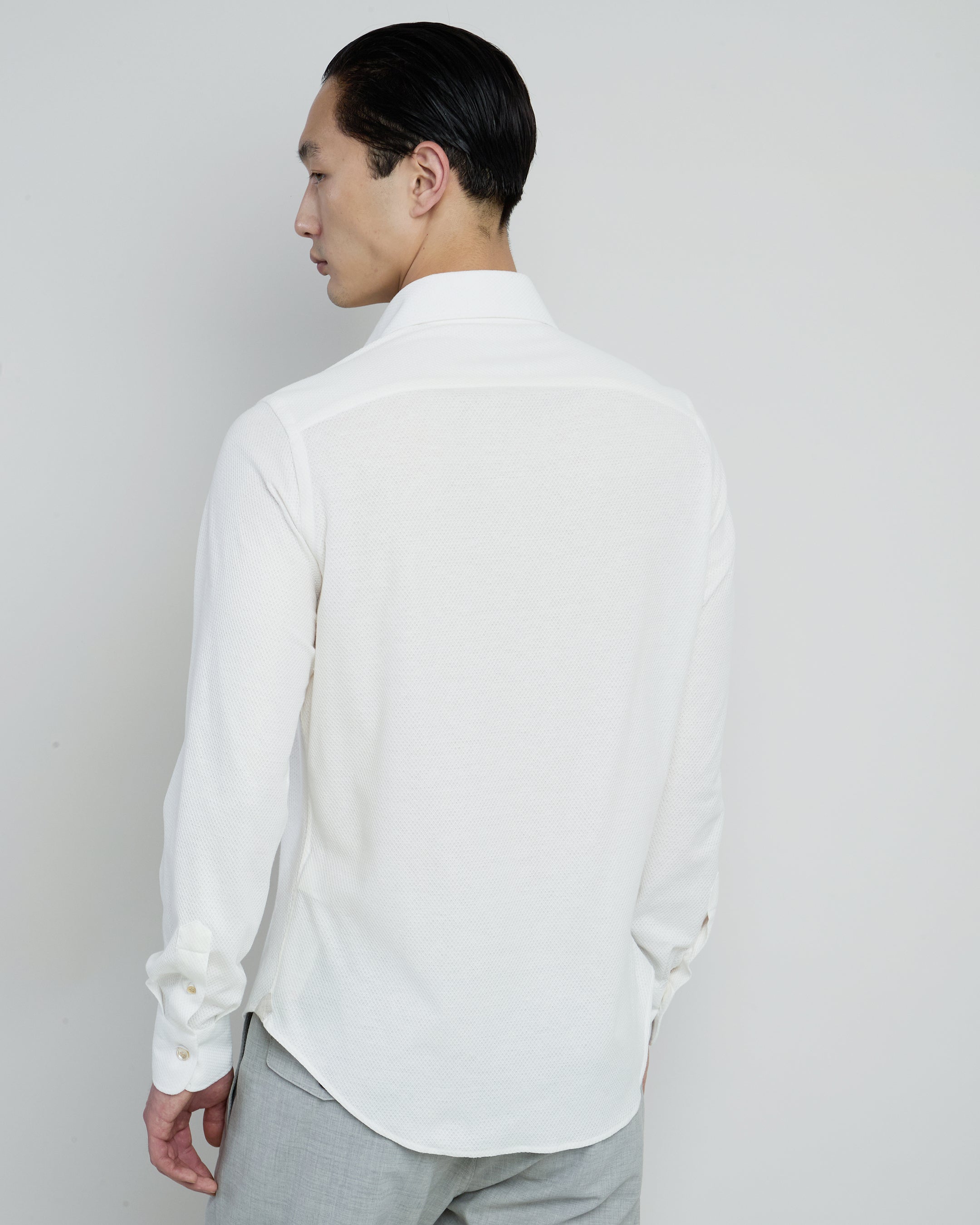 Men's Slim Fit Dandy Shirt in Cotton Linen Jersey alternative