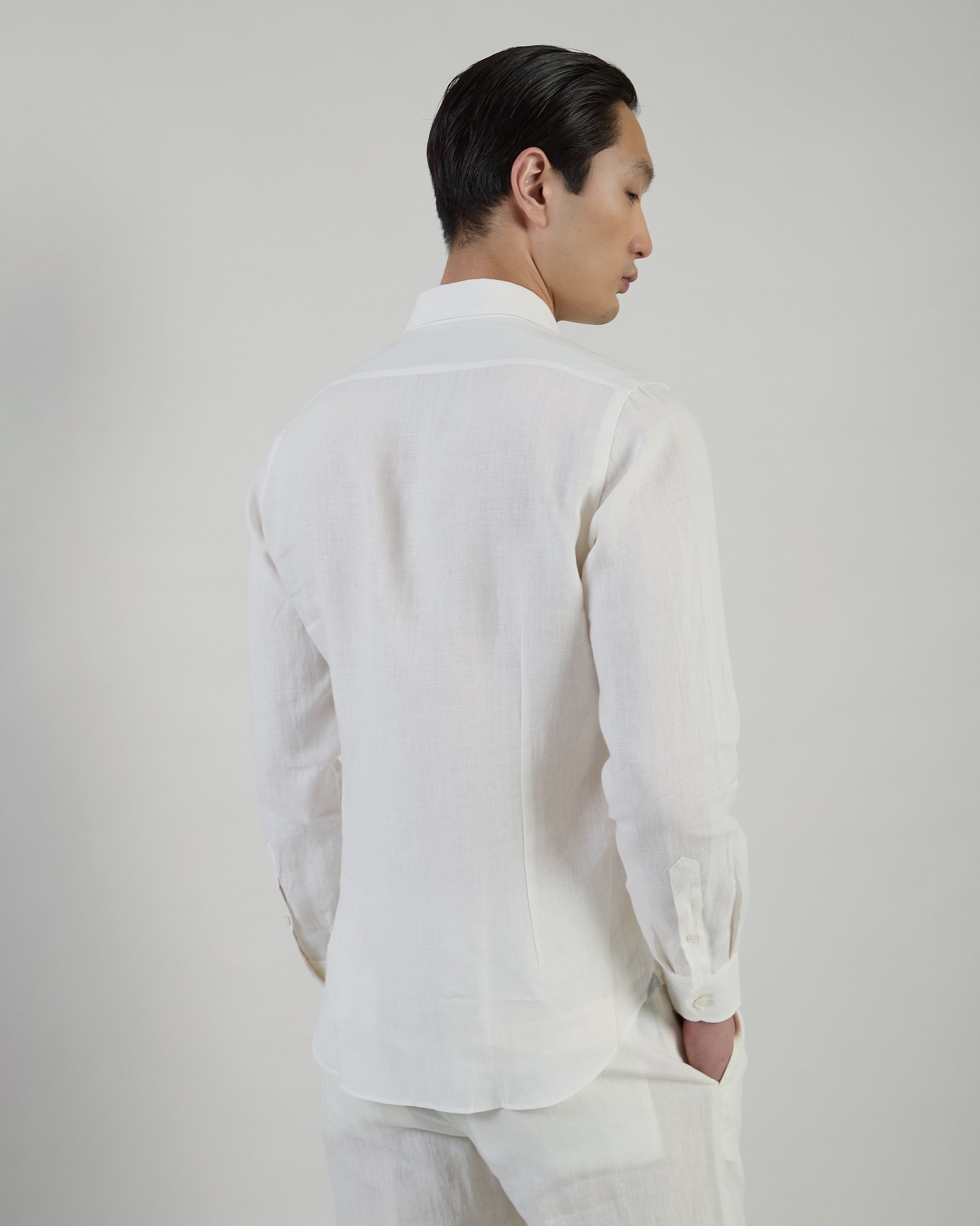 Men's Slim Fit Linen Shirt with Italian Collar