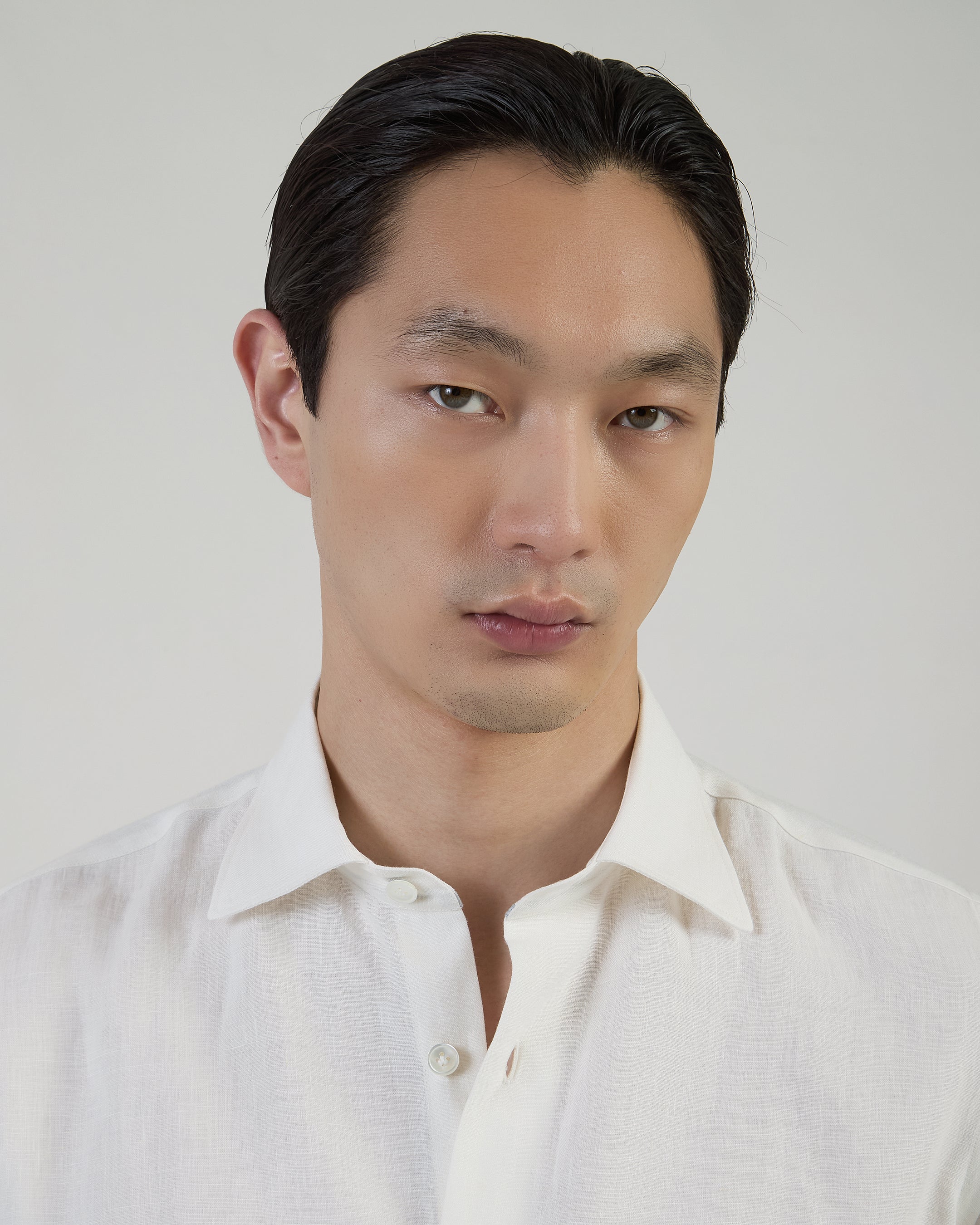 Men's Slim Fit Linen Shirt with Italian Collar