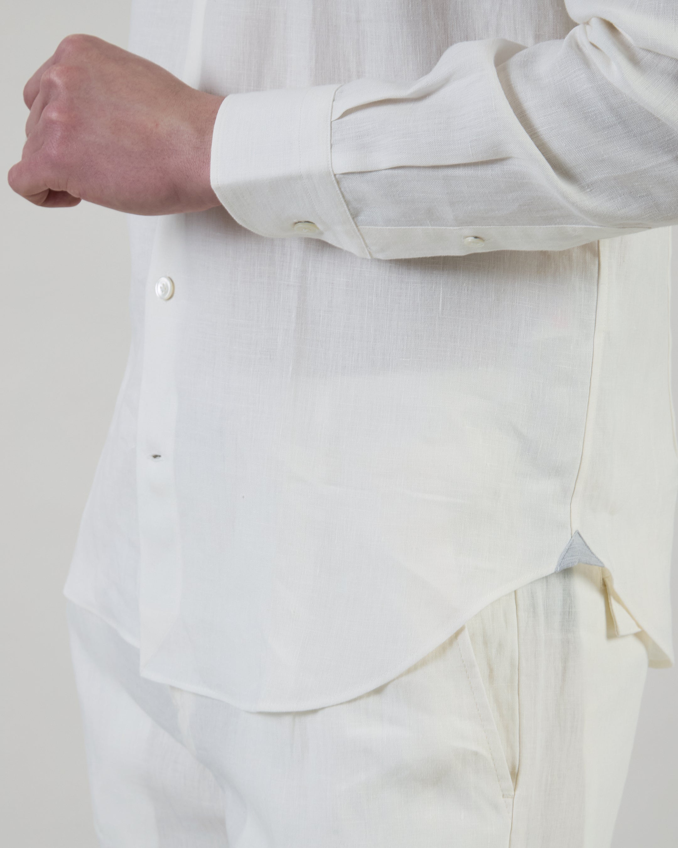 Men's Slim Fit Linen Shirt with Italian Collar - 4