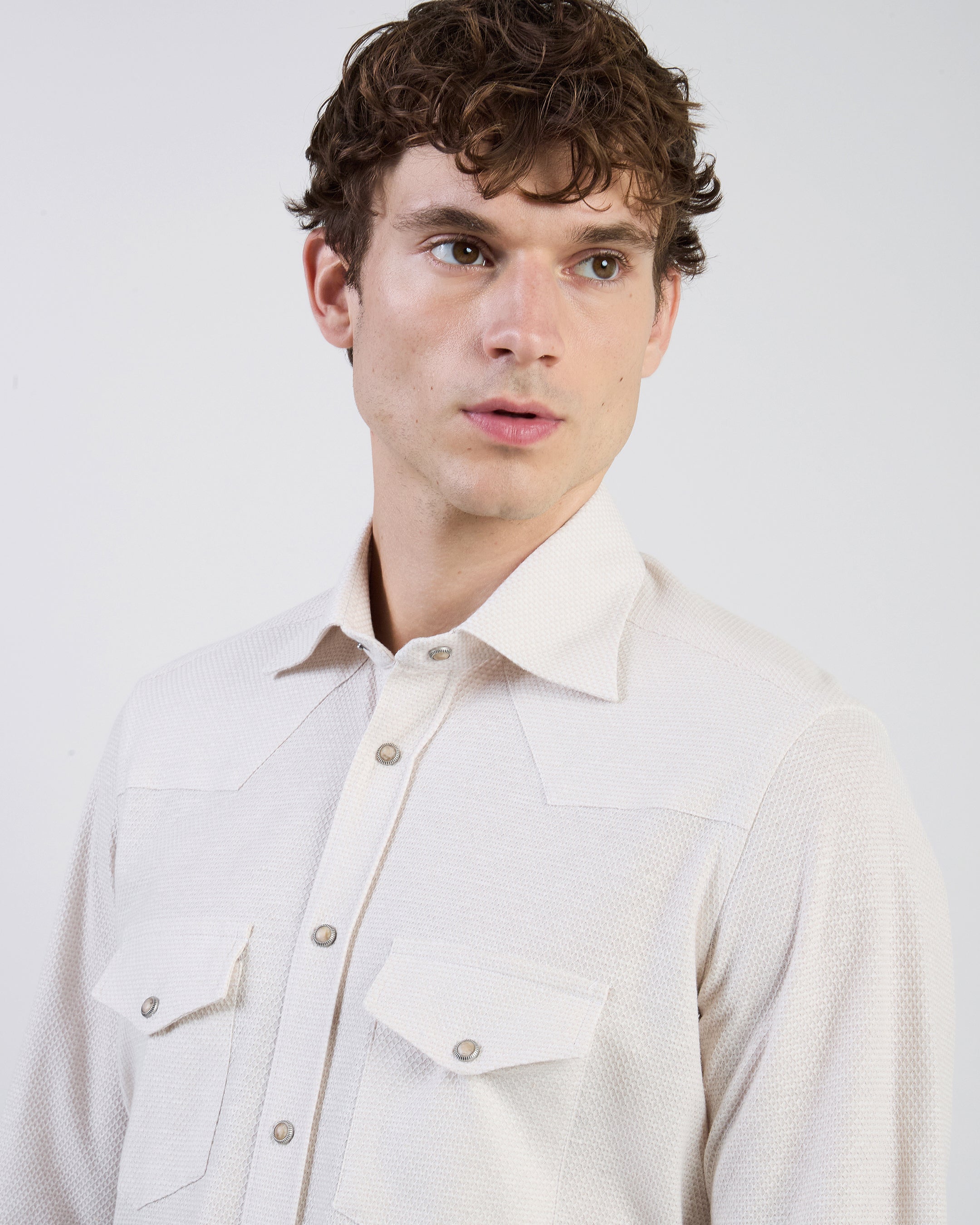 Men's Slim Fit Texas Shirt in Cotton and Linen Jersey - 3